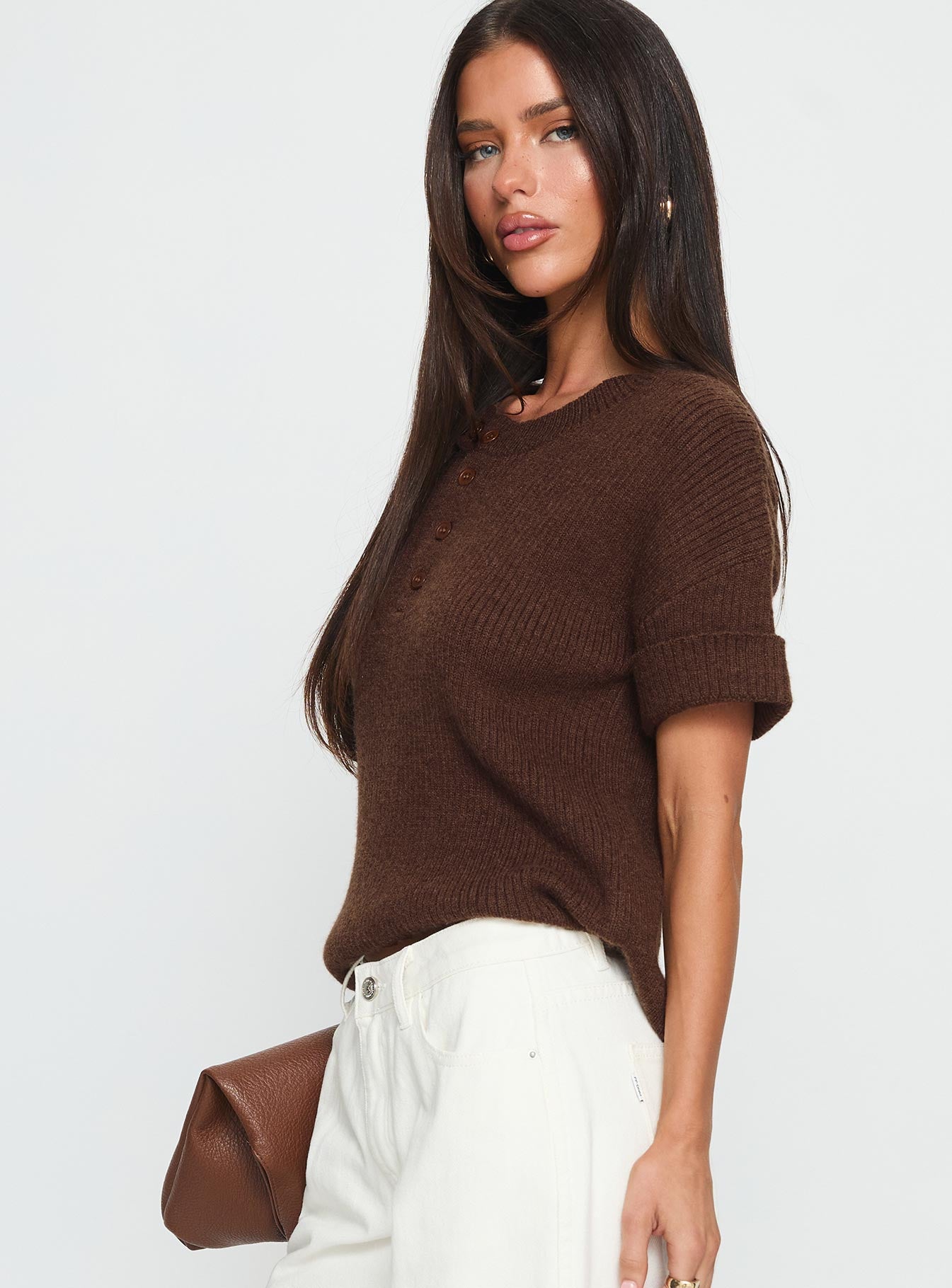Brandii Button Up Top Chocolate - Image 4