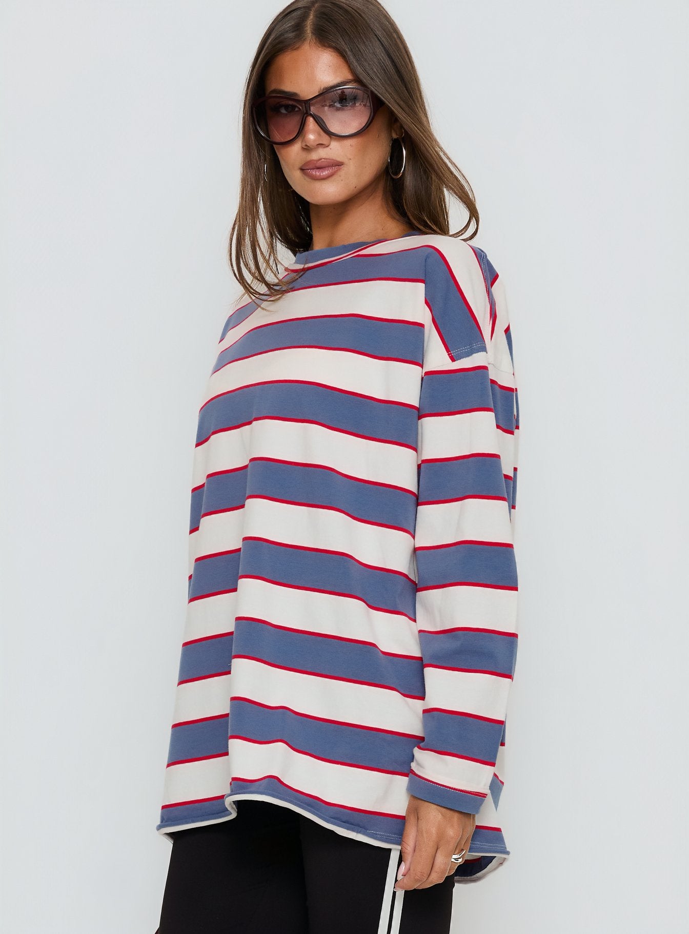 Horizon Long Sleeve Top Dusty Blue Stripe - Image 6