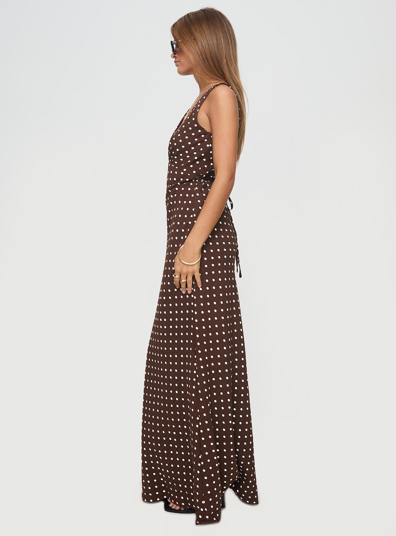 Nellie Maxi Dress Brown Polka Dot - Image 4