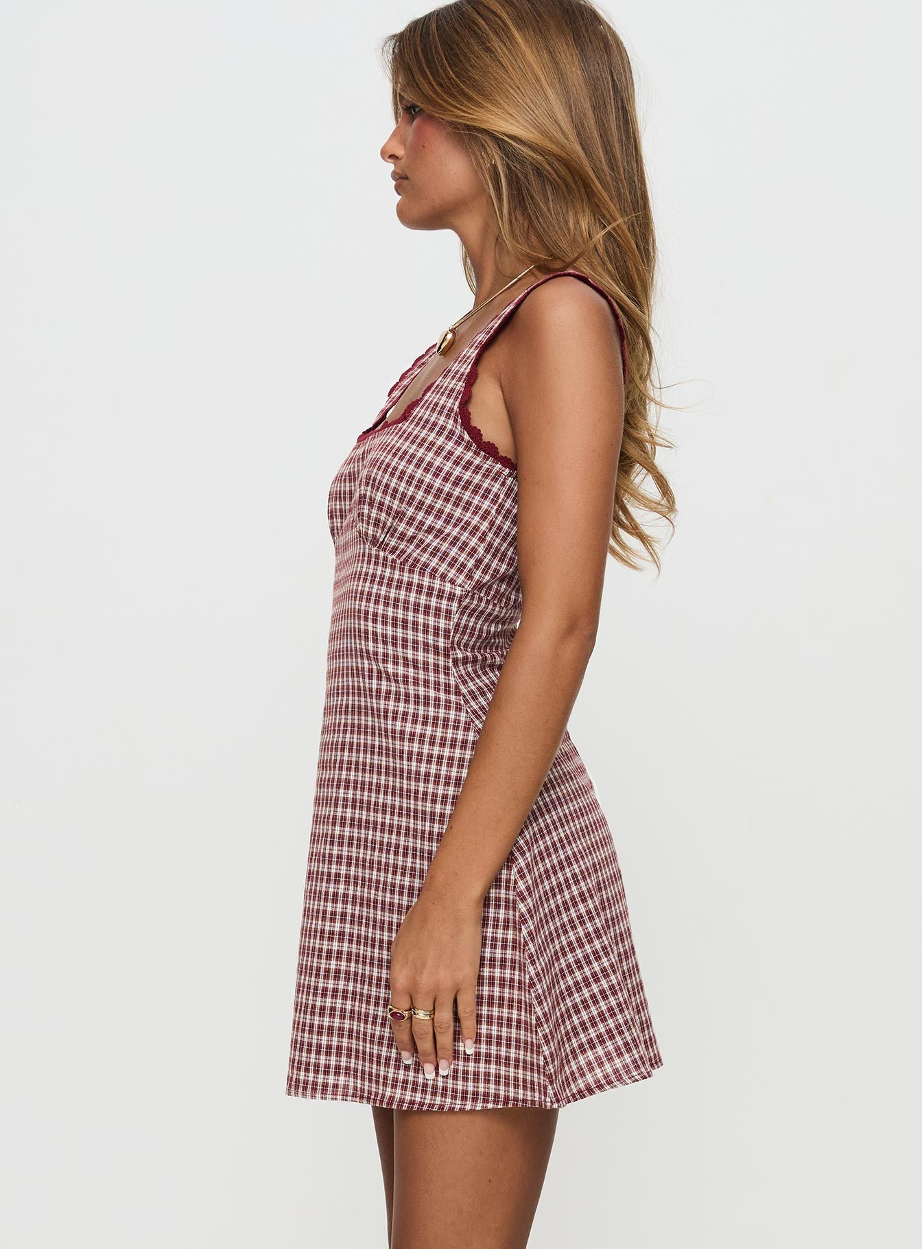 Dasha Mini Dress Red Check Tall - Image 4