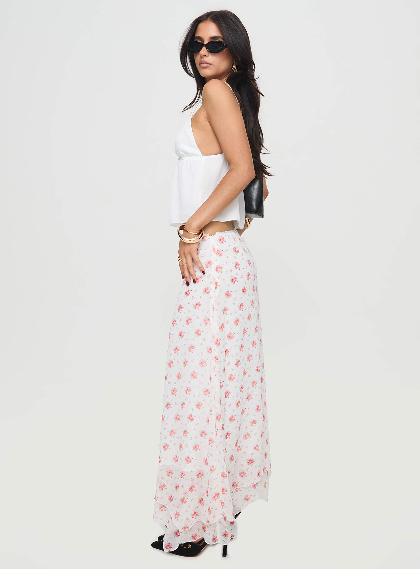 Dancing In A Field Maxi Skirt Pink Floral - Image 4