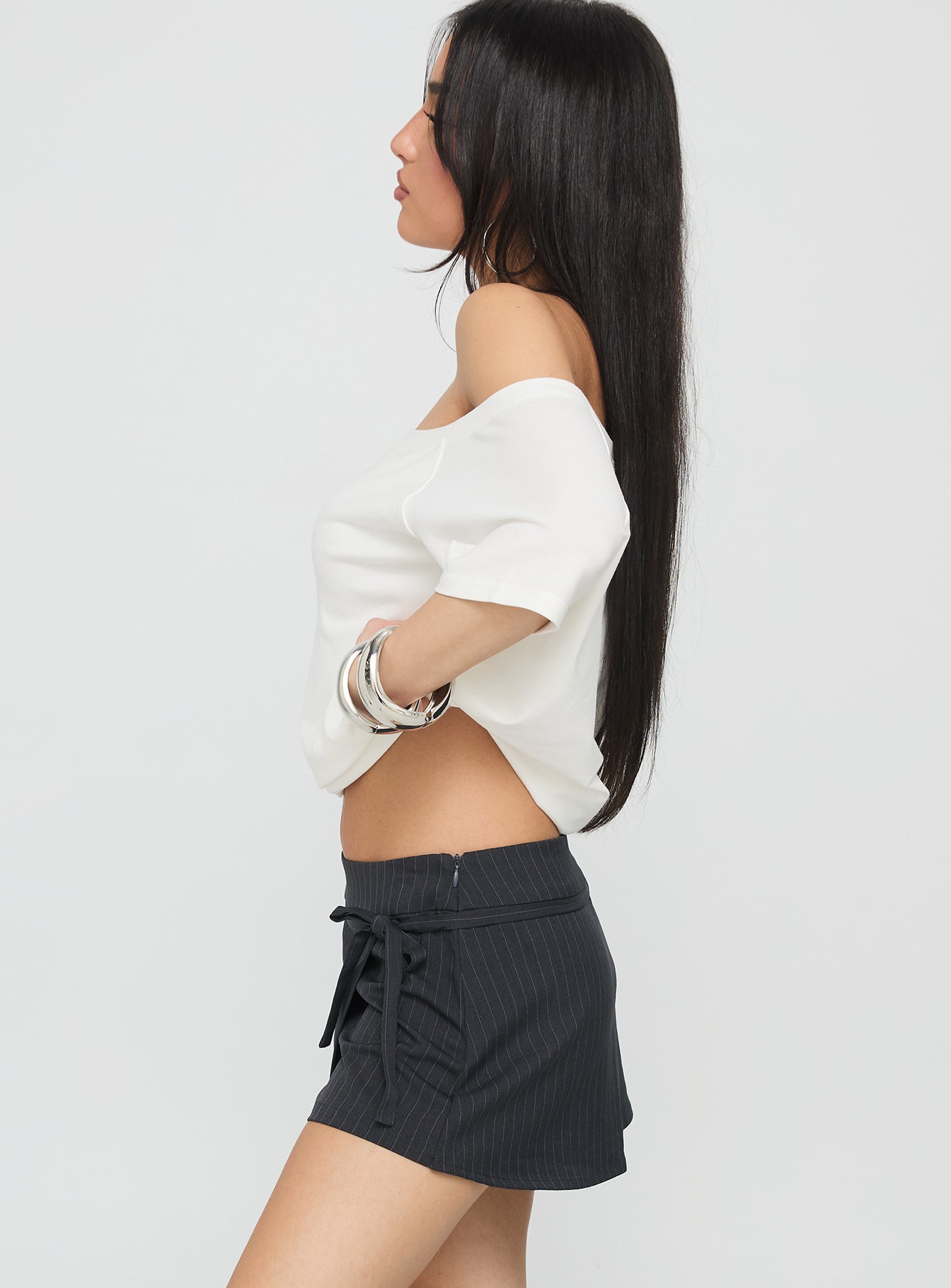 No Angel Wrap Skort Grey Pinstripe - Image 3