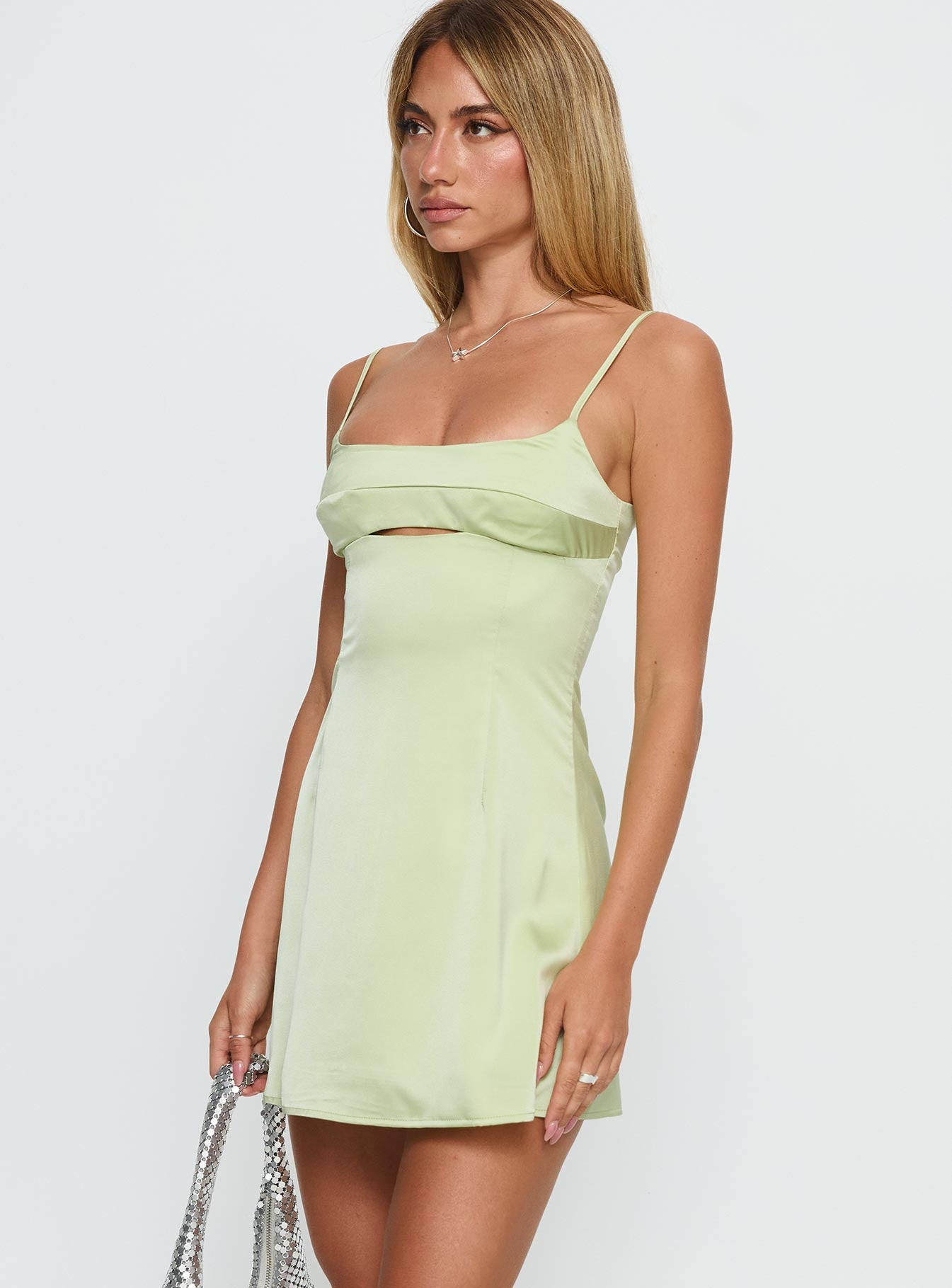 Powell Mini Dress Sage Green - Image 4
