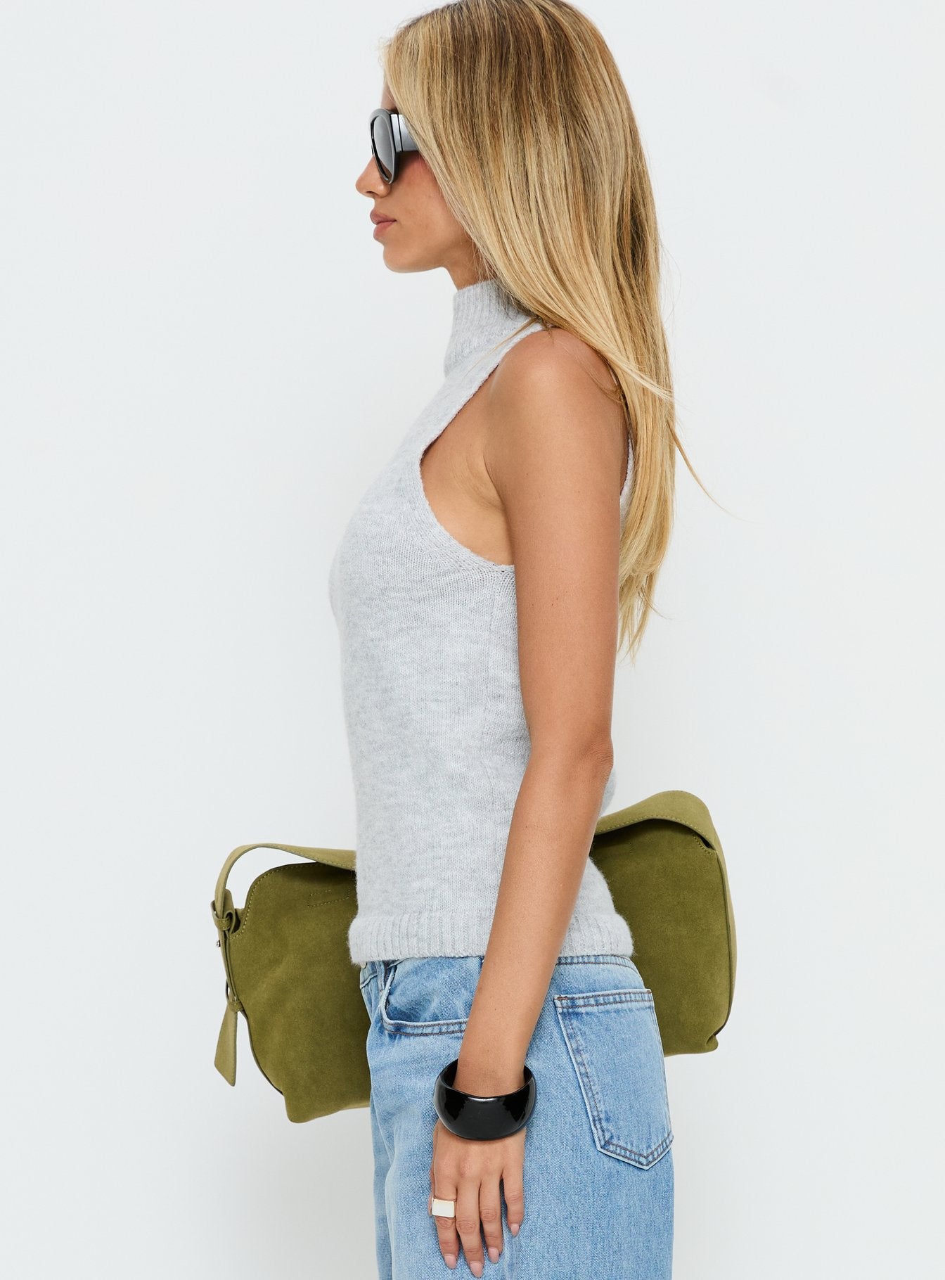 Alicea High Neck Sleeveless Top Pale Grey - Image 4