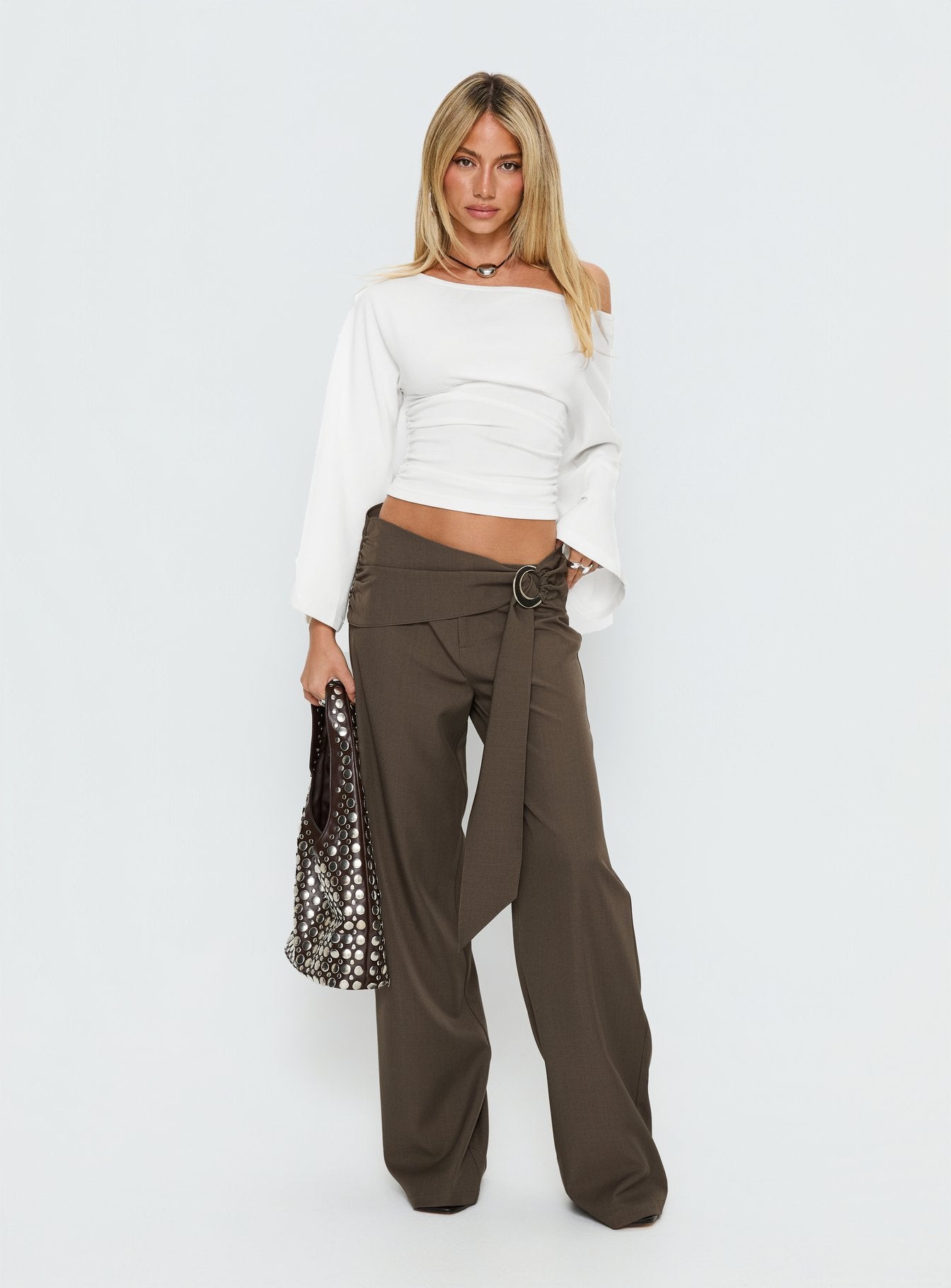 Anastasie Off Shoulder Long Sleeve Top White - Image 3