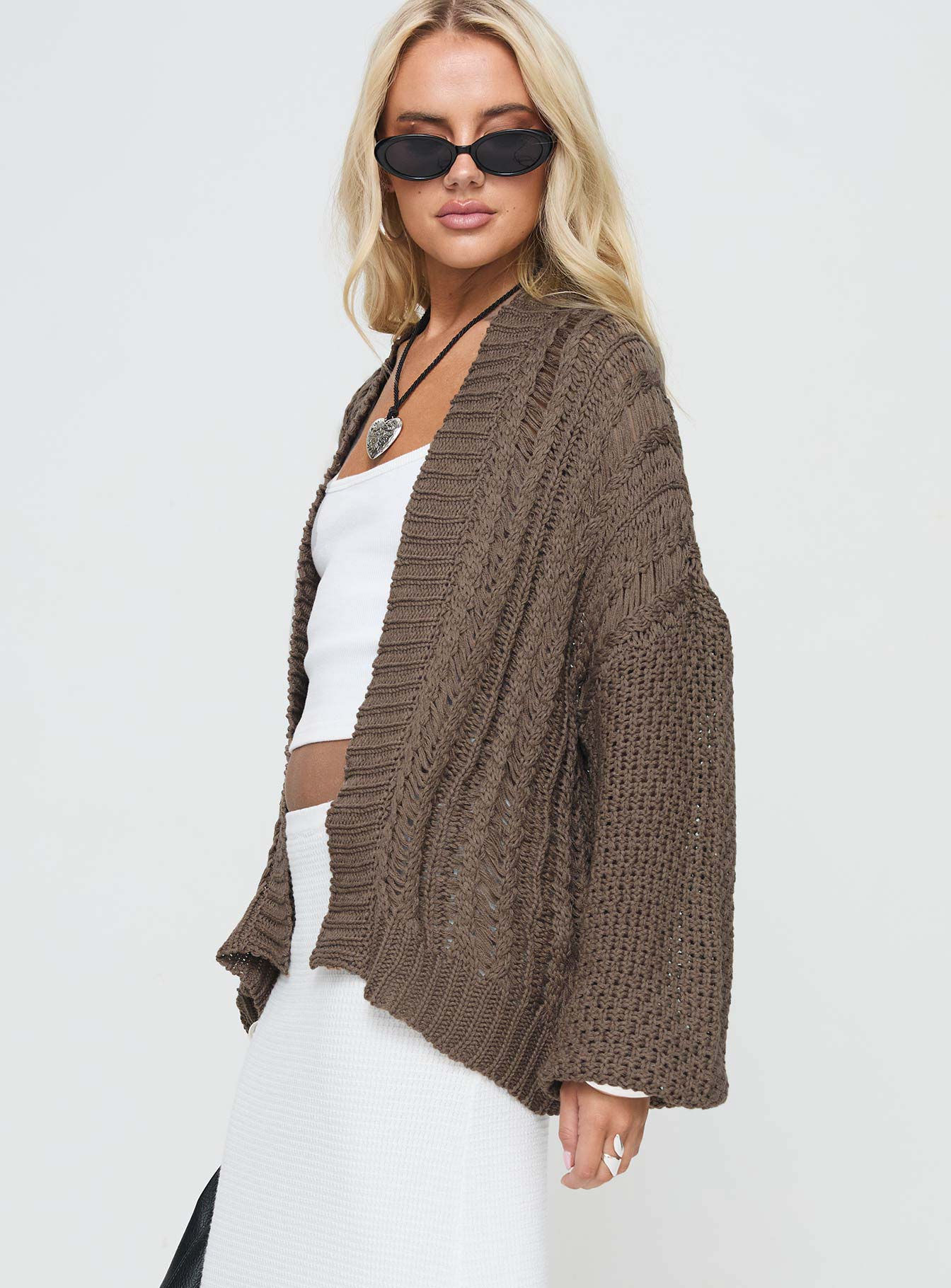 Abner Cable Cardigan Brown - Image 4