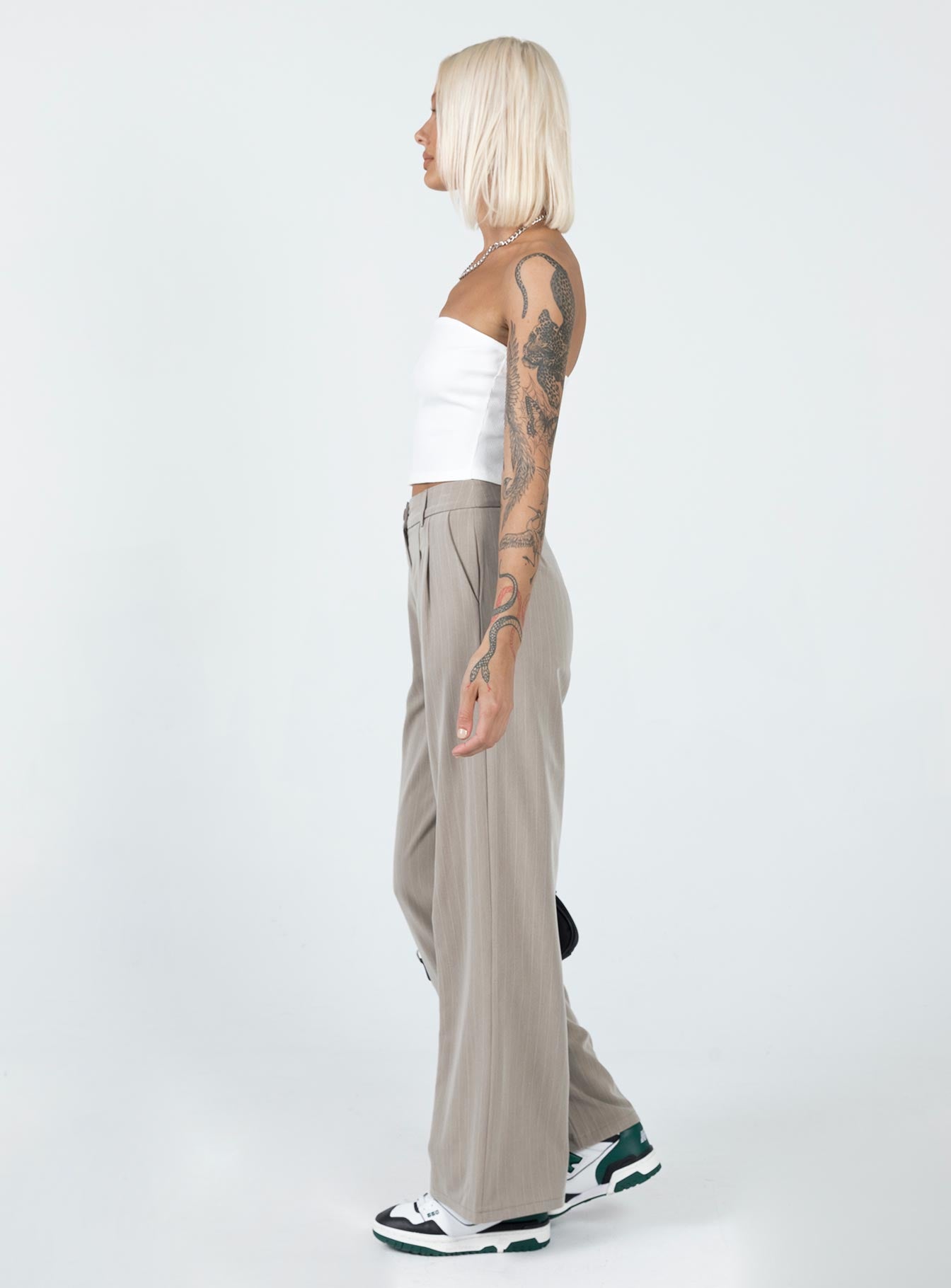 Archer Pants Pinstripe Beige - Image 3