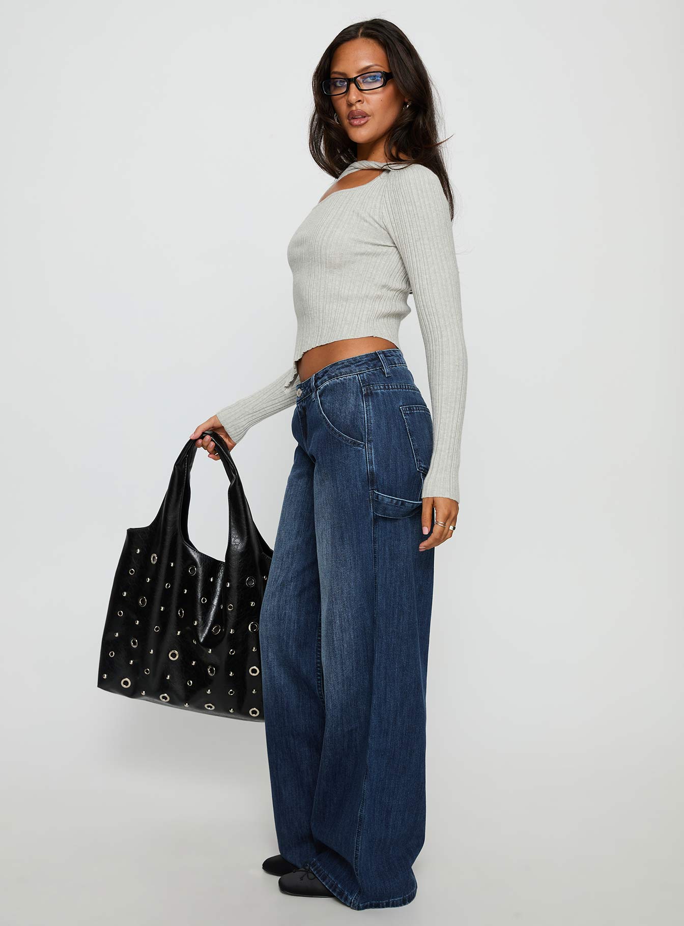 Downtowner Low Rise Cargo Jeans Mid Blue Wash - Image 4