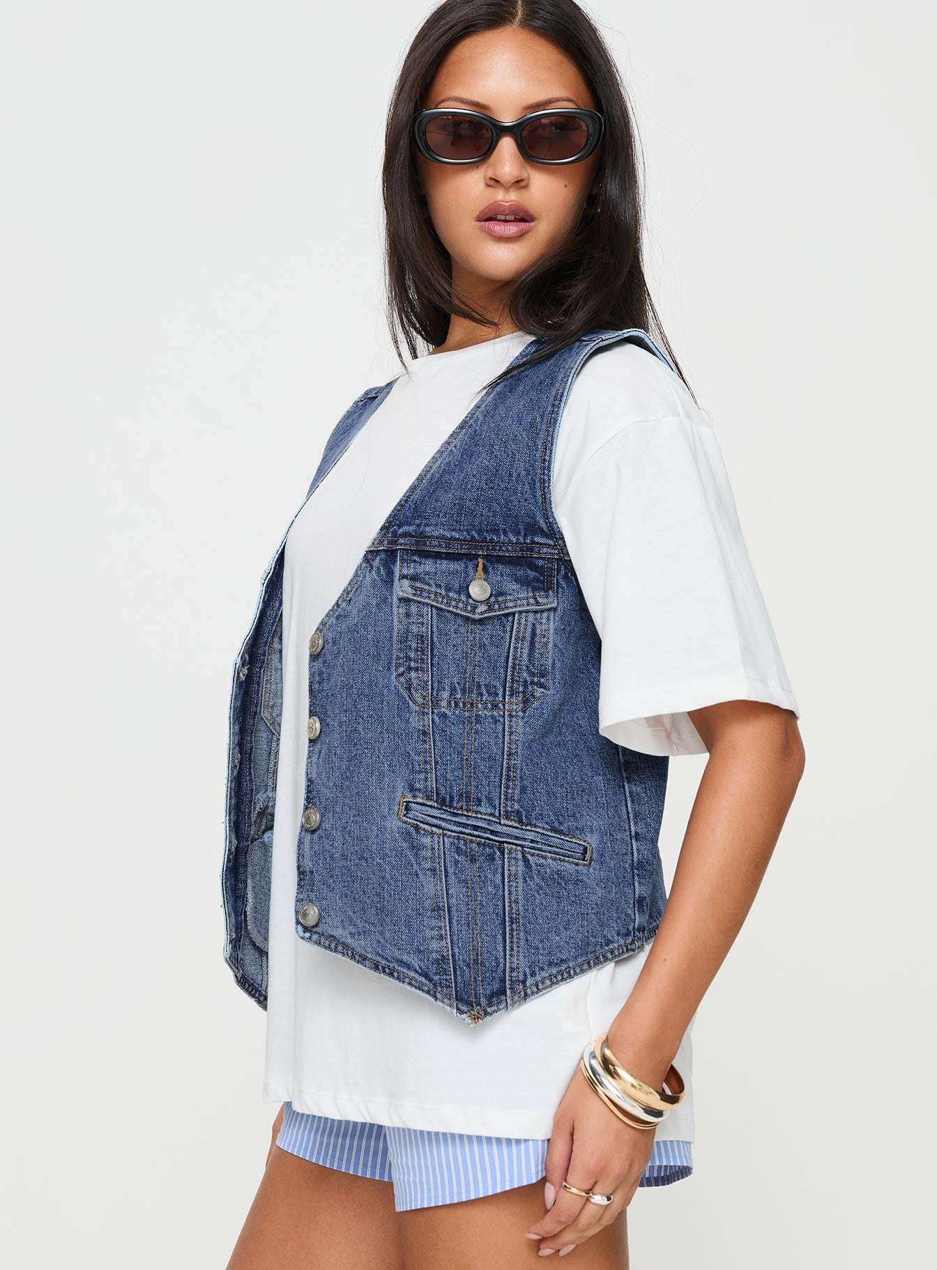 Neils Oversized Denim Vest Denim - Image 4