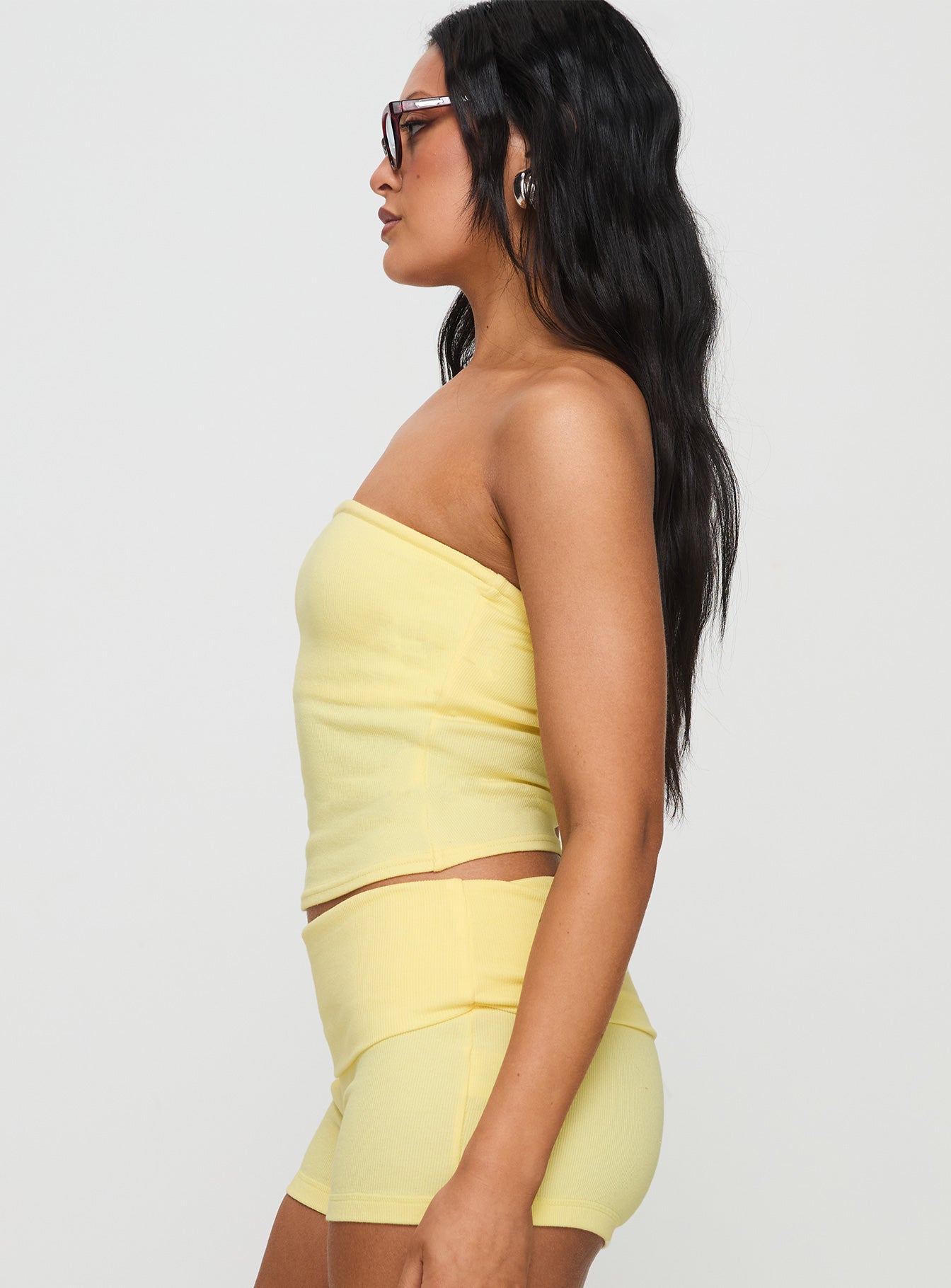 Baseline Strapless Rib Top Yellow - Image 4