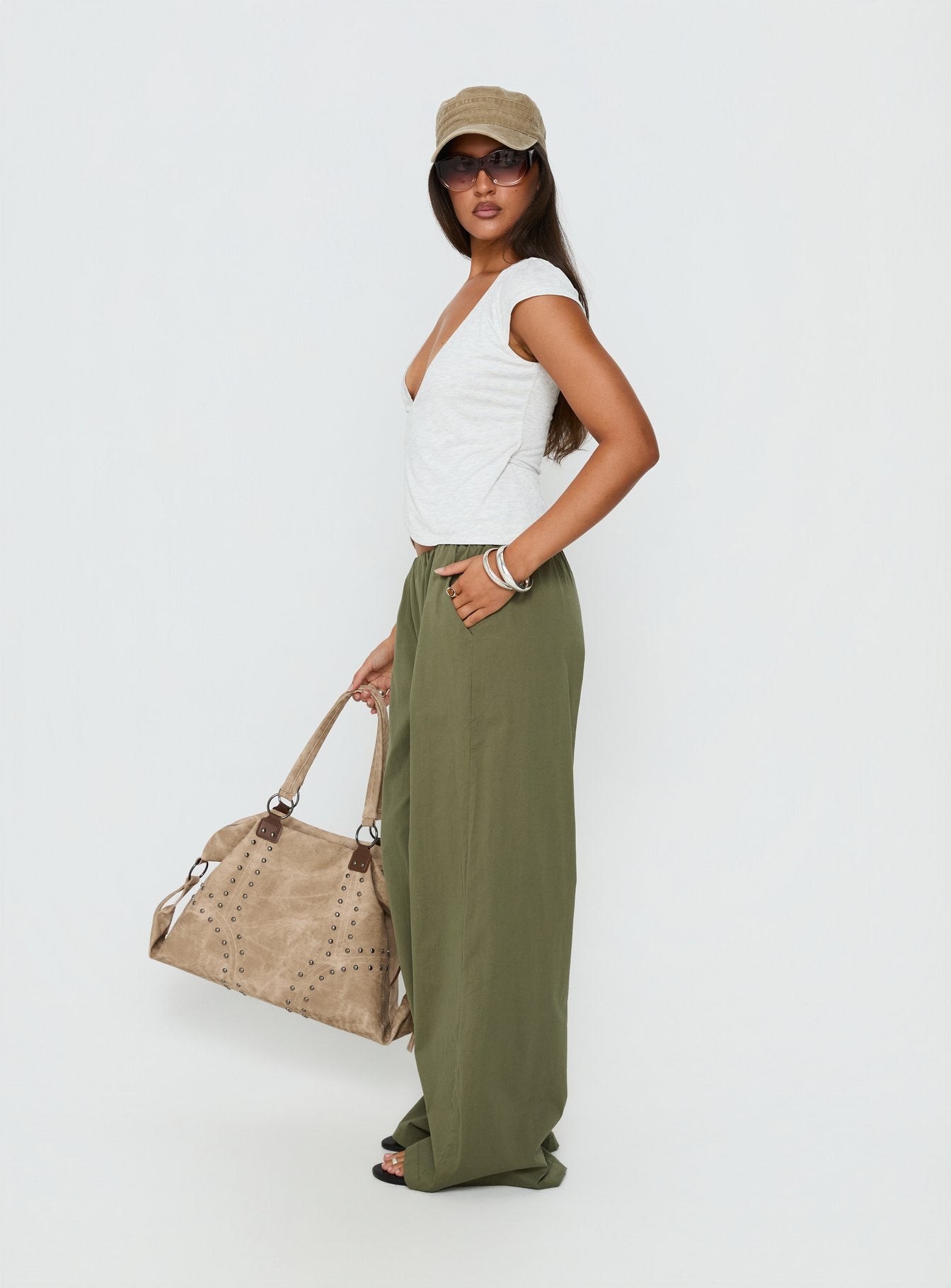 Stefanee Short Sleeve Wrap Top Light Grey Marle - Image 4