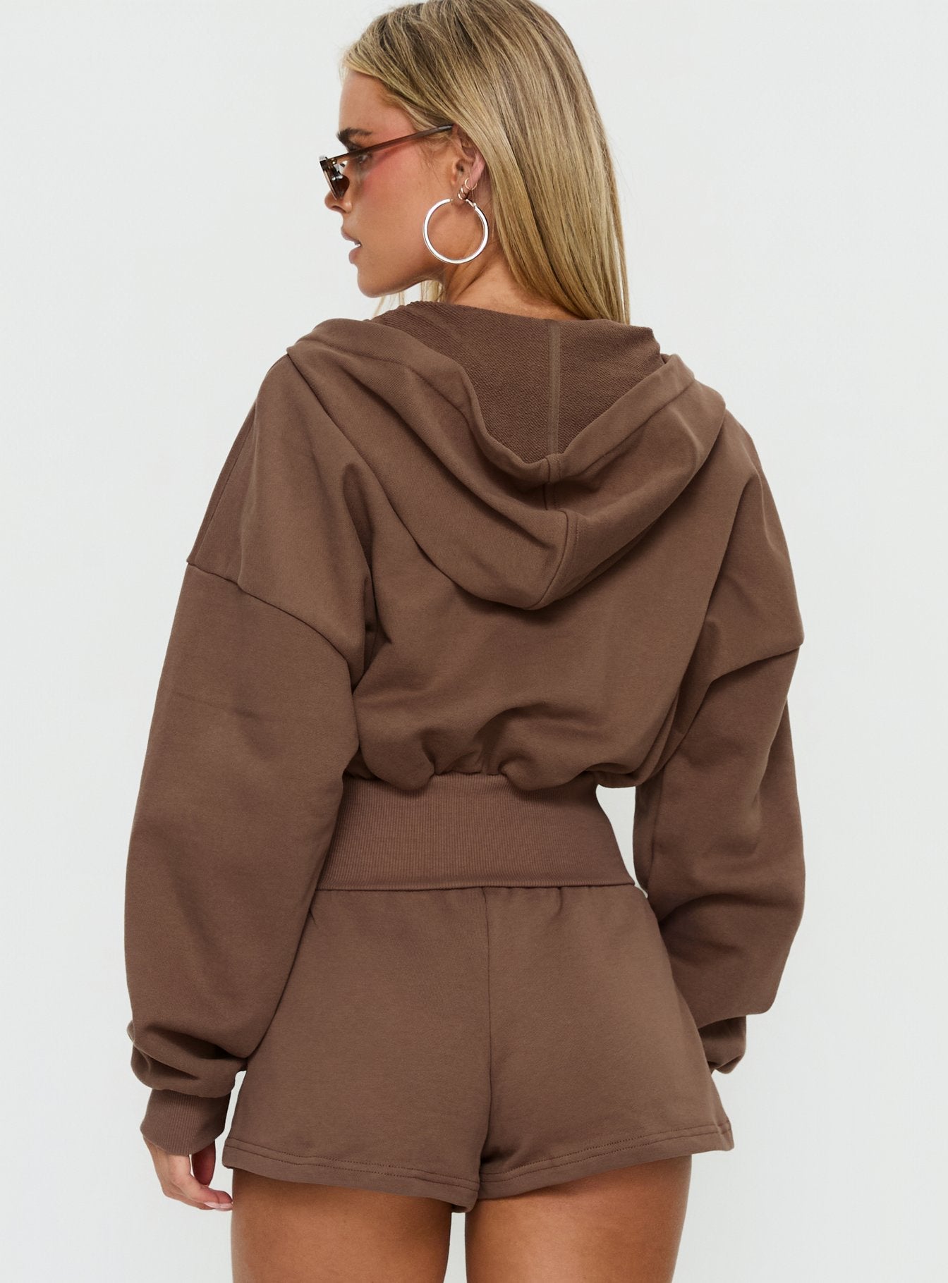 Daytime Cropped Blouson Hoodie Cocoa - Image 5