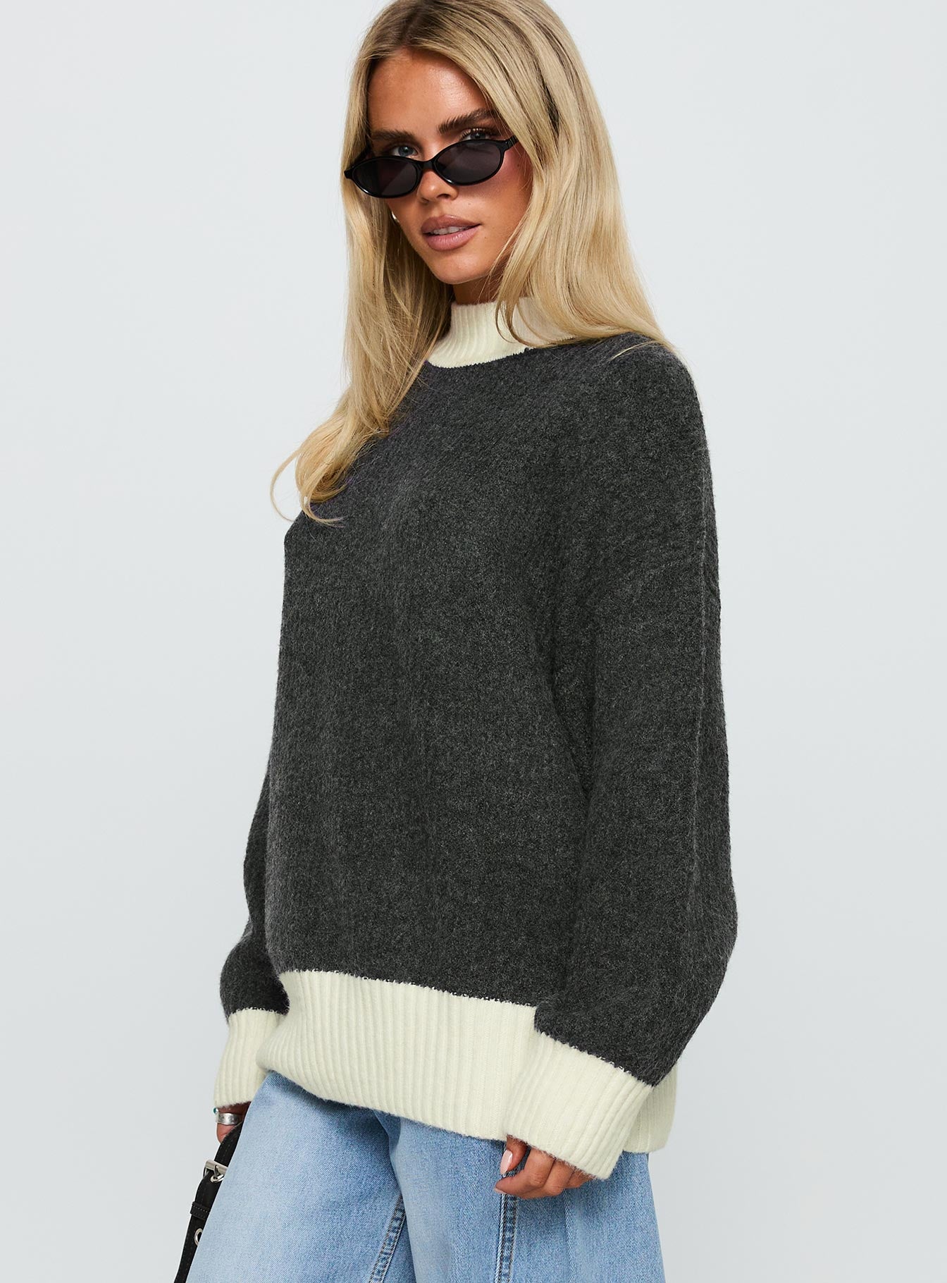 Broken Hearts Club Knit Sweater Grey - Image 4