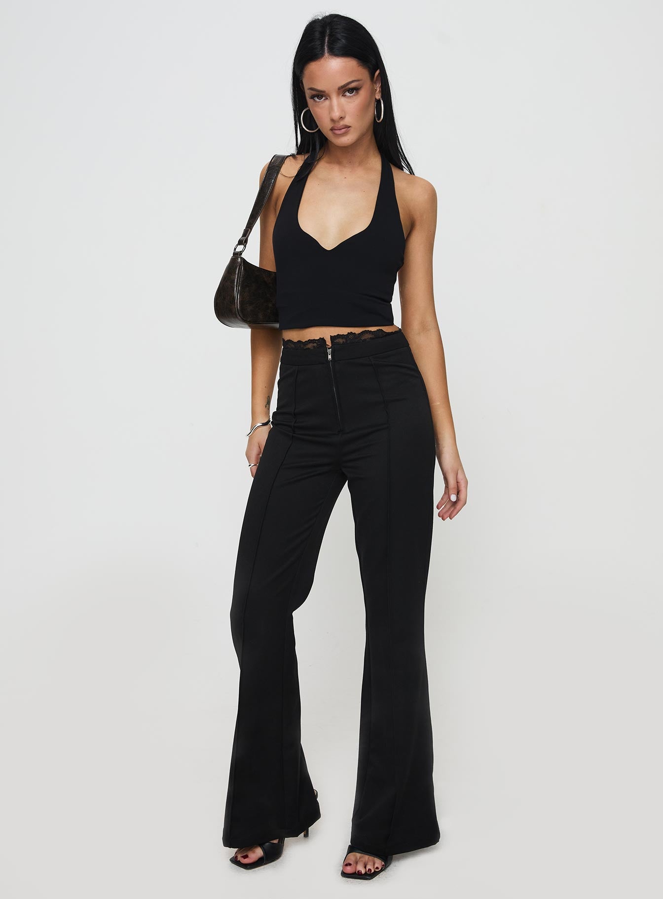 Stellina Slim Fit Flared Pants Black - Image 2