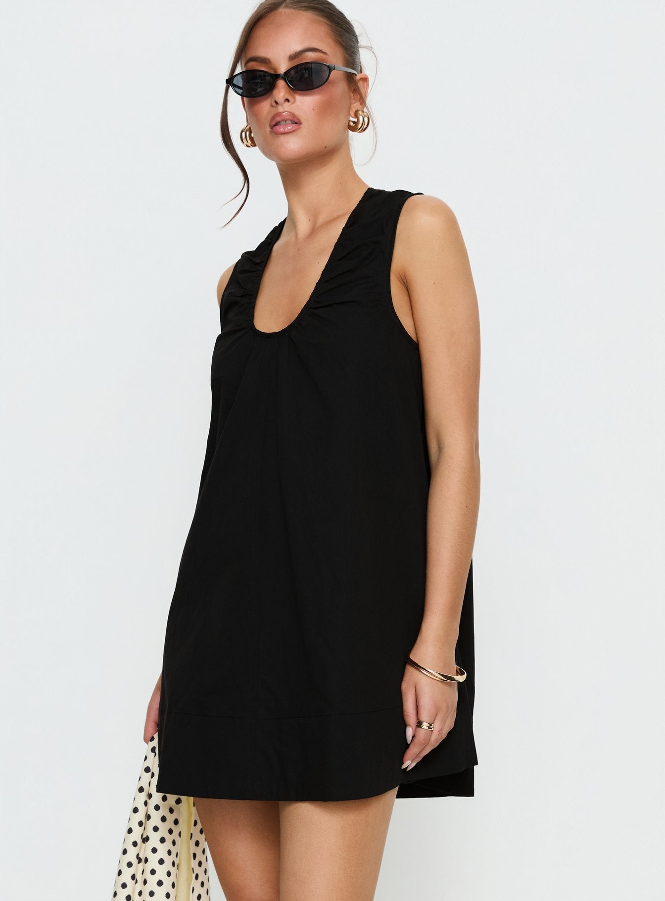 Eberta Ruched Baby Doll Mini Dress Black - Image 4