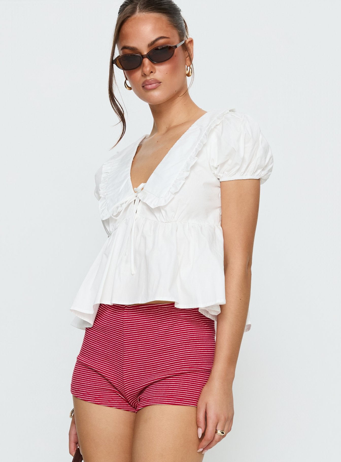 Dawes Oversized Collar Blouse Top White - Image 4