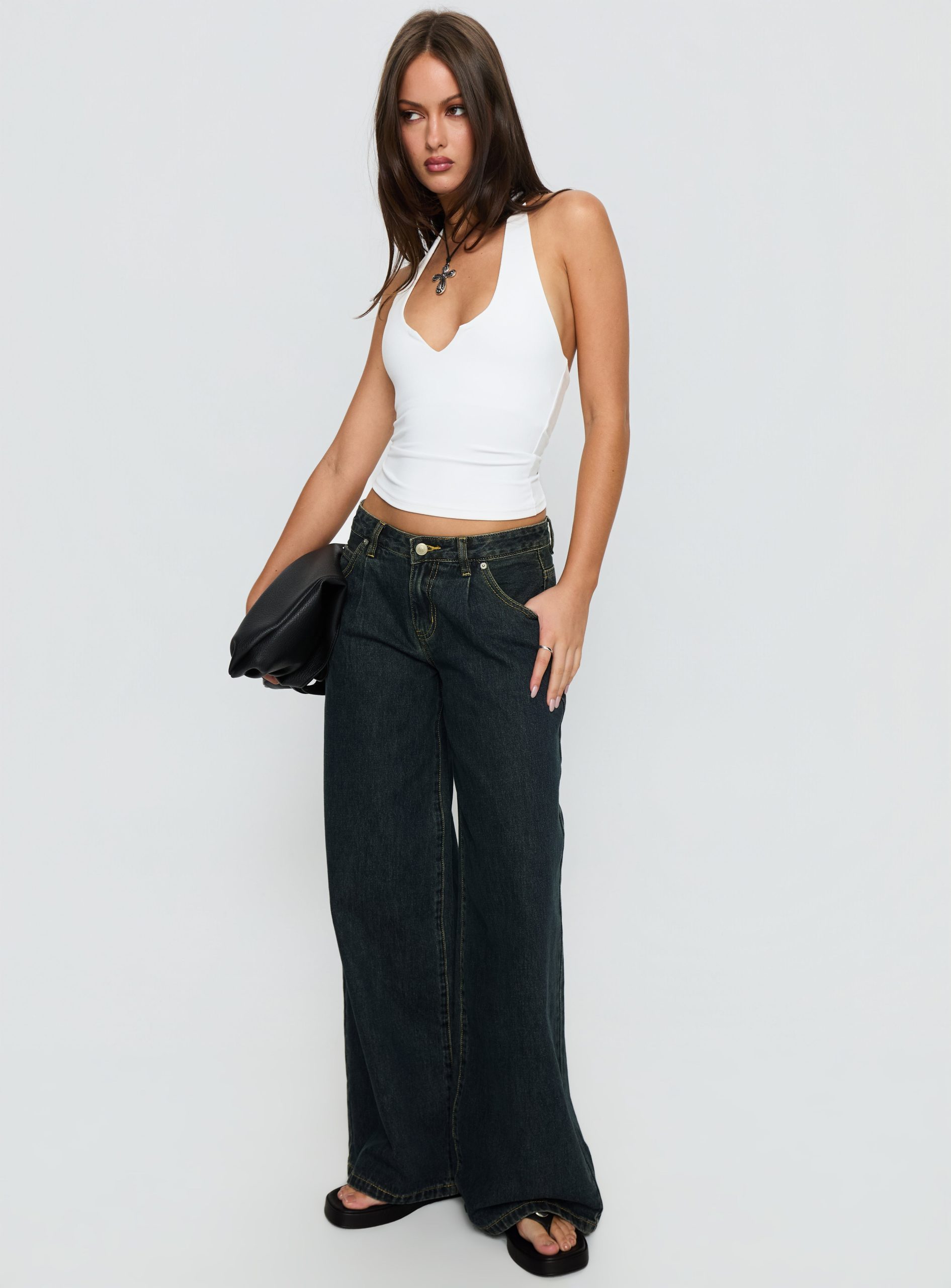 Supercut Low Rise Baggy Pleat Jeans Grunge Wash - Image 4