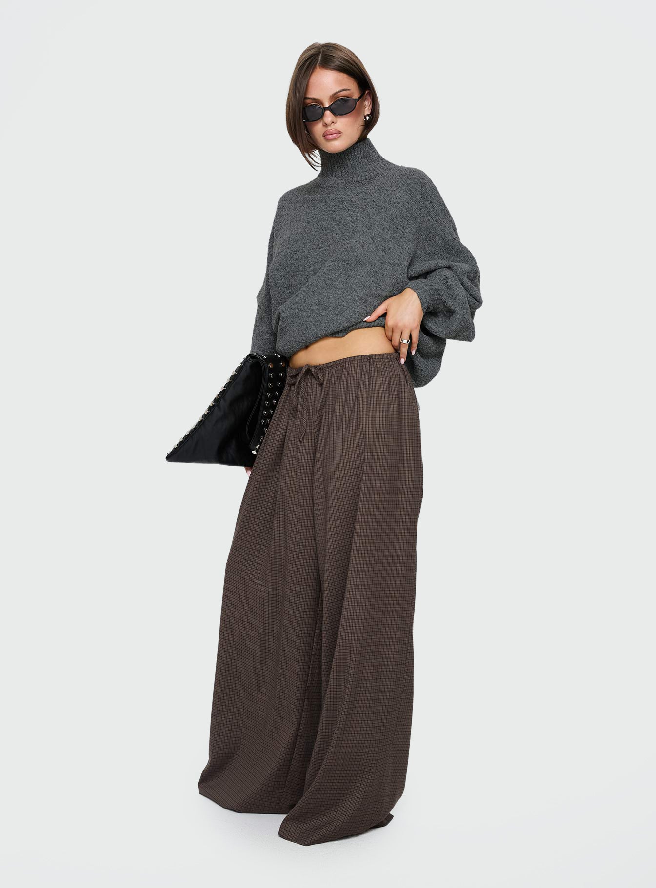 Bungala Oversized Relaxed Pants Brown Check - Image 3