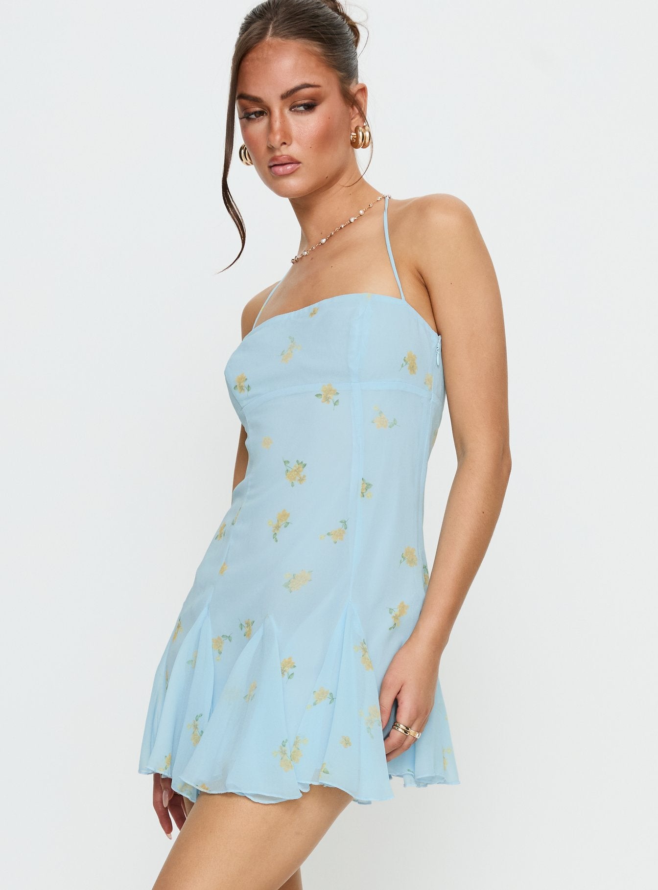Delamere Mini Dress Pastel Blue Floral - Image 4