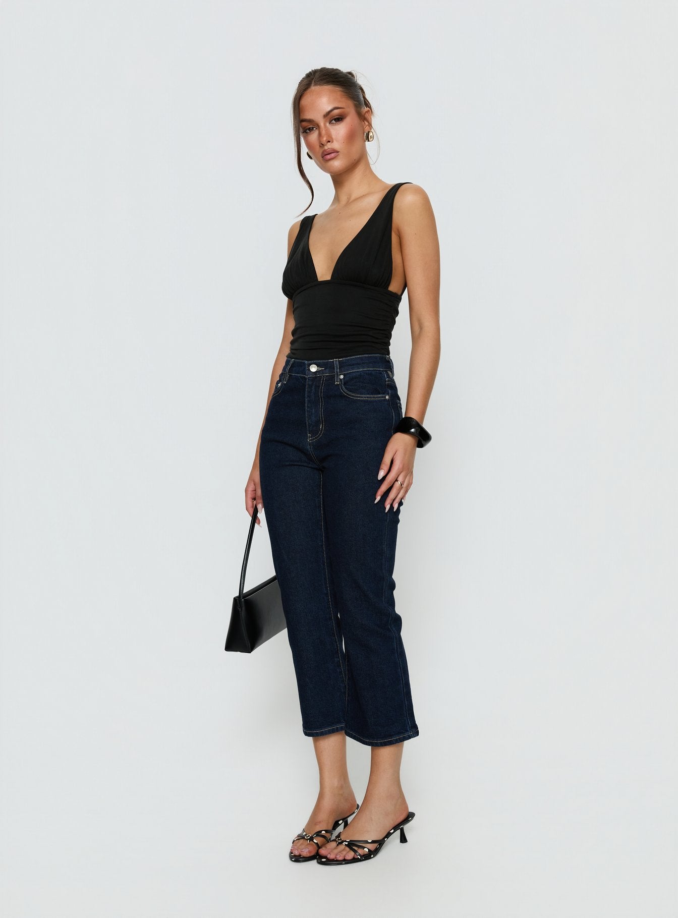 Cindee High Rise Cropped Jeans Raw Indigo - Image 4