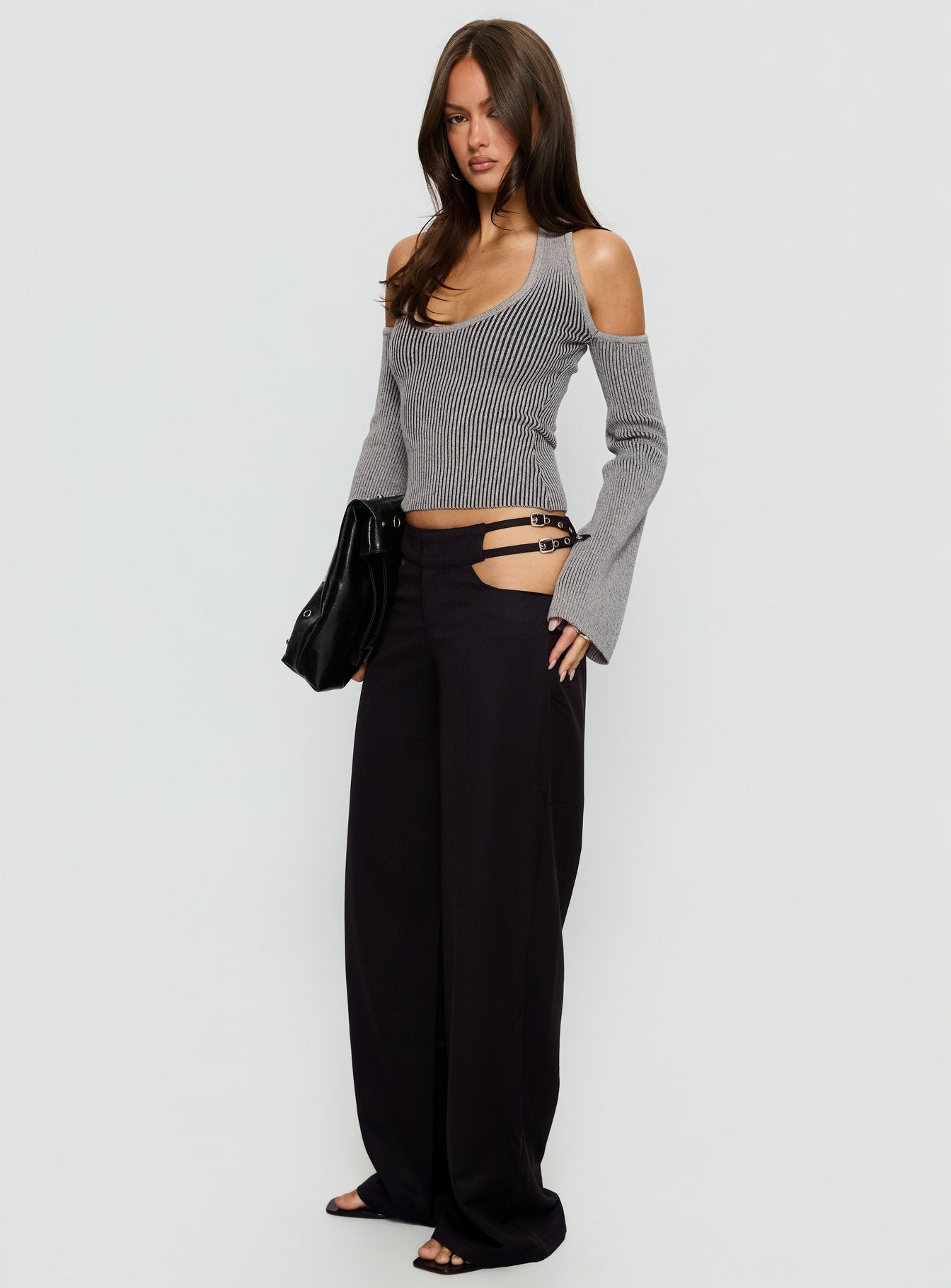 Venicia Belt Detail Suiting Pant Black Pinstripe - Image 4