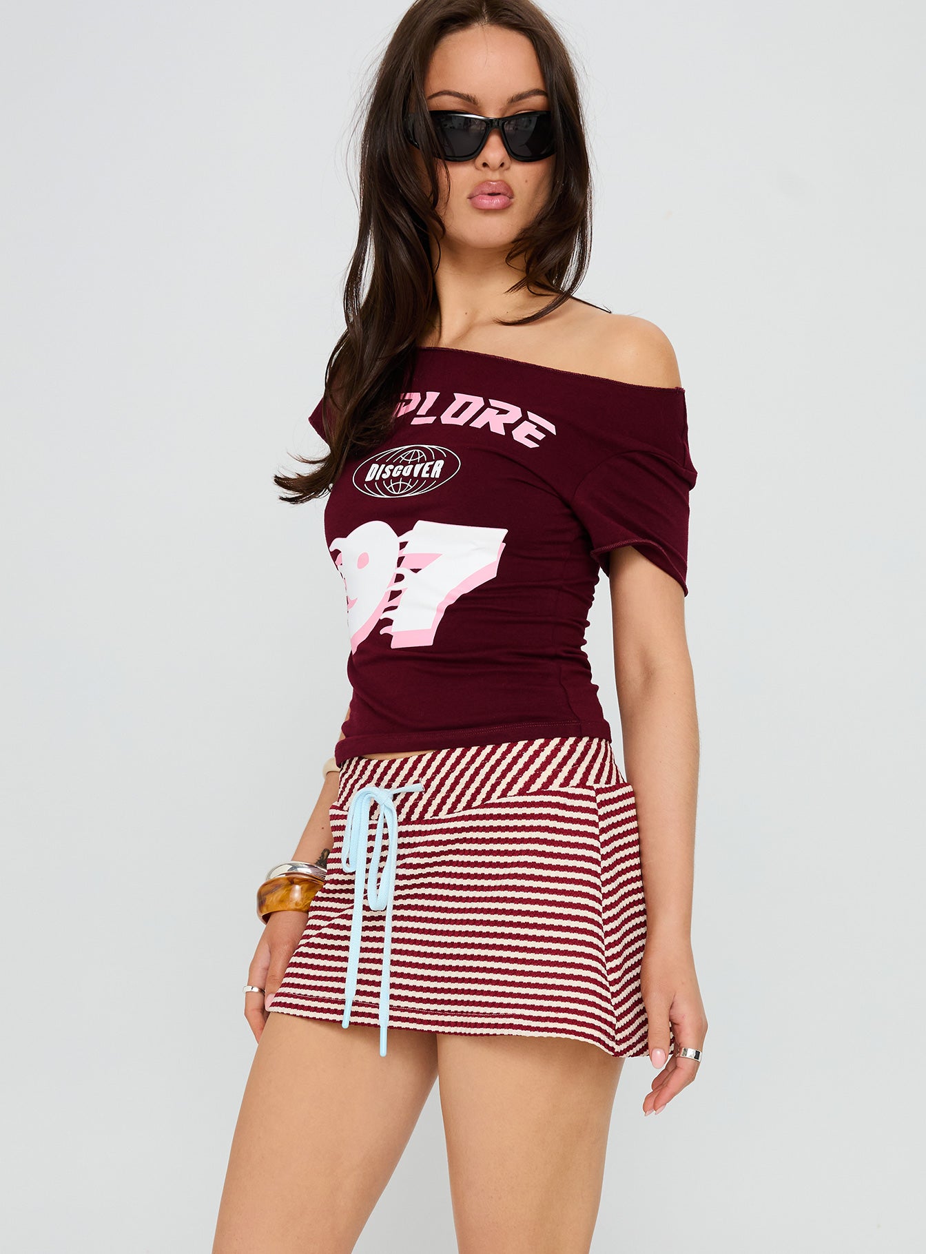 Bexi Textured Skort Red / White Stripe - Image 4