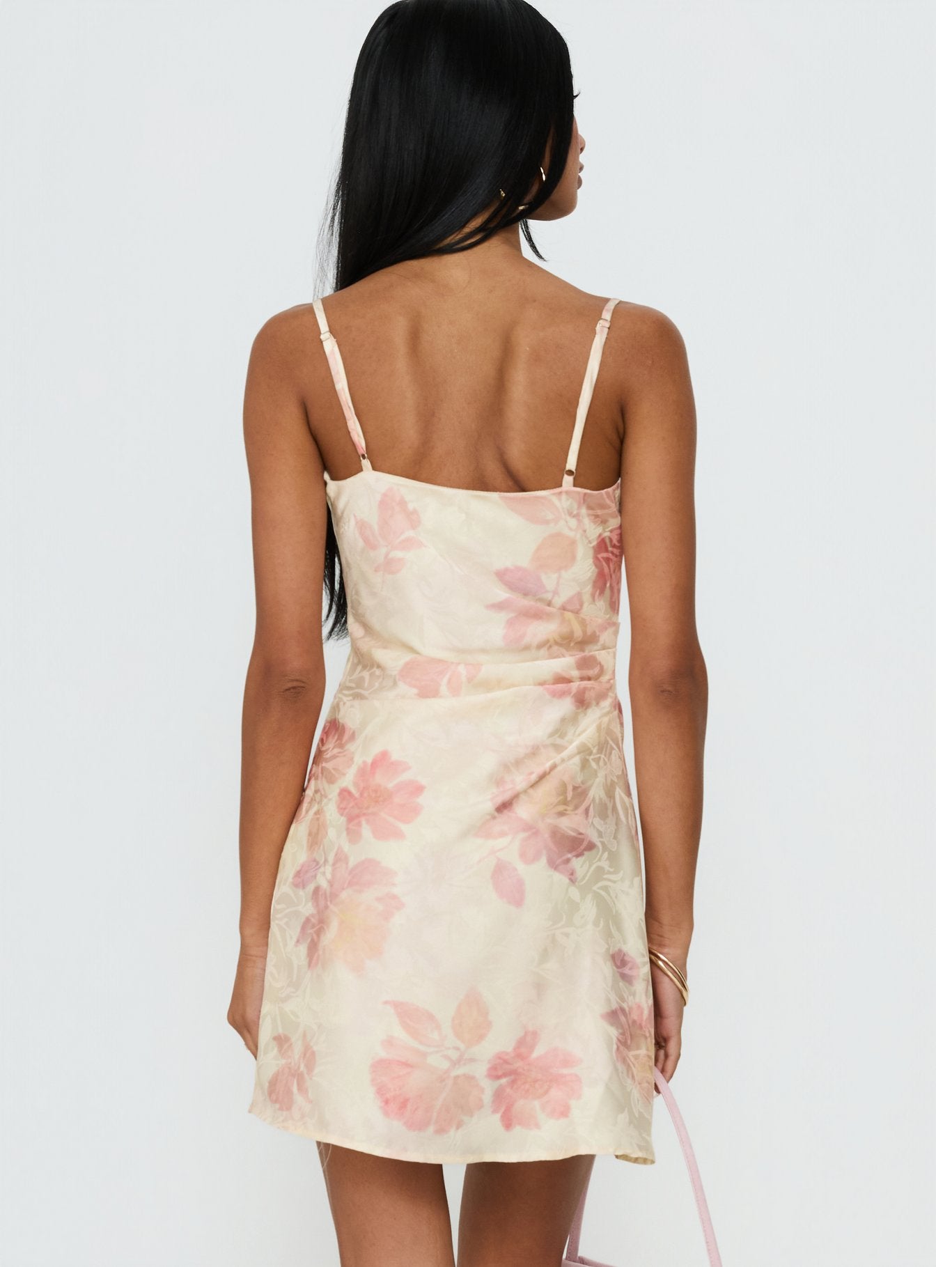 Mienna Cowl Neck Mini Dress Yellow / Pink Floral - Image 4
