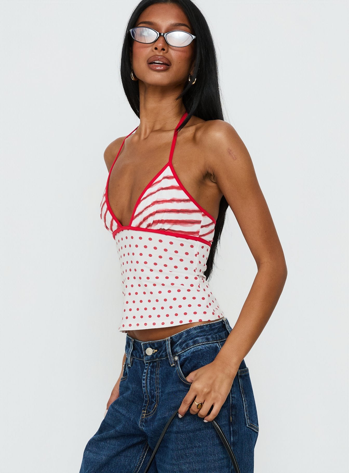 Aelina Halter Top Red / White Polka Dot - Image 4