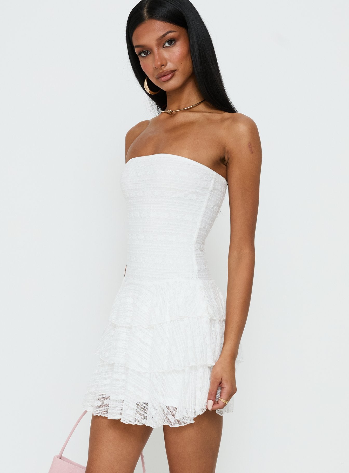 Emarie Strapless Mini Dress White - Image 4