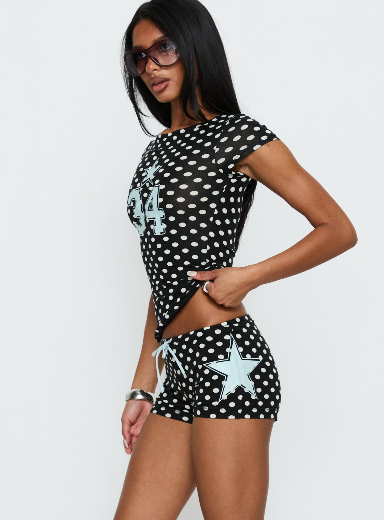 Elacie Micro Shorts Black Polka Dot - Image 4