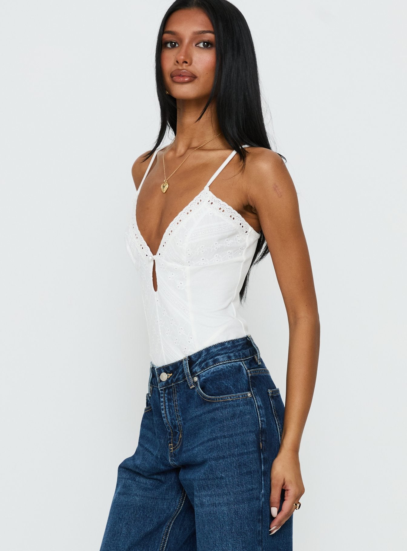 Nerisse Keyhole Bodysuit White - Image 4