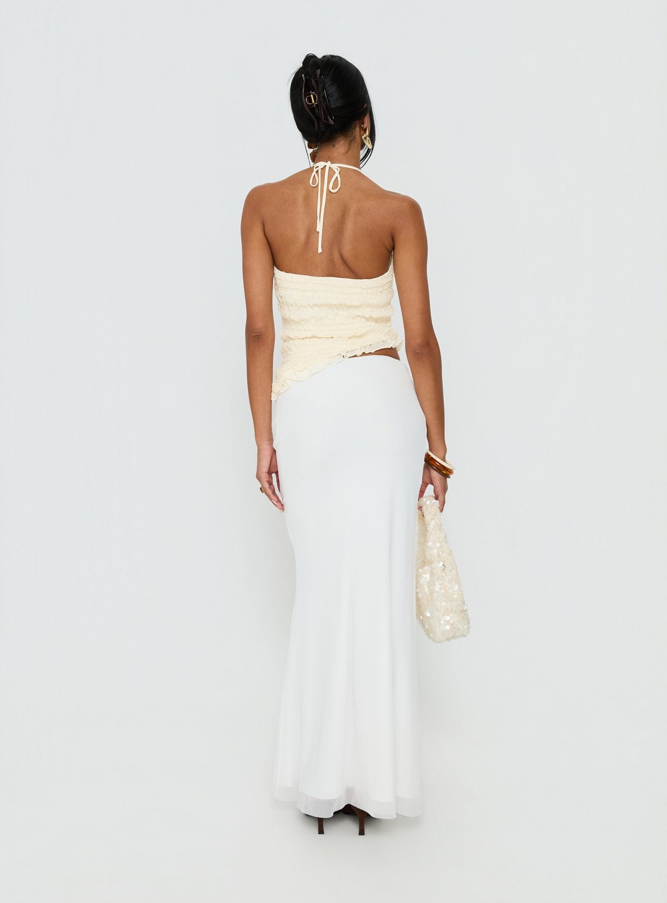 Caviar Tie Maxi Skirt White - Image 4