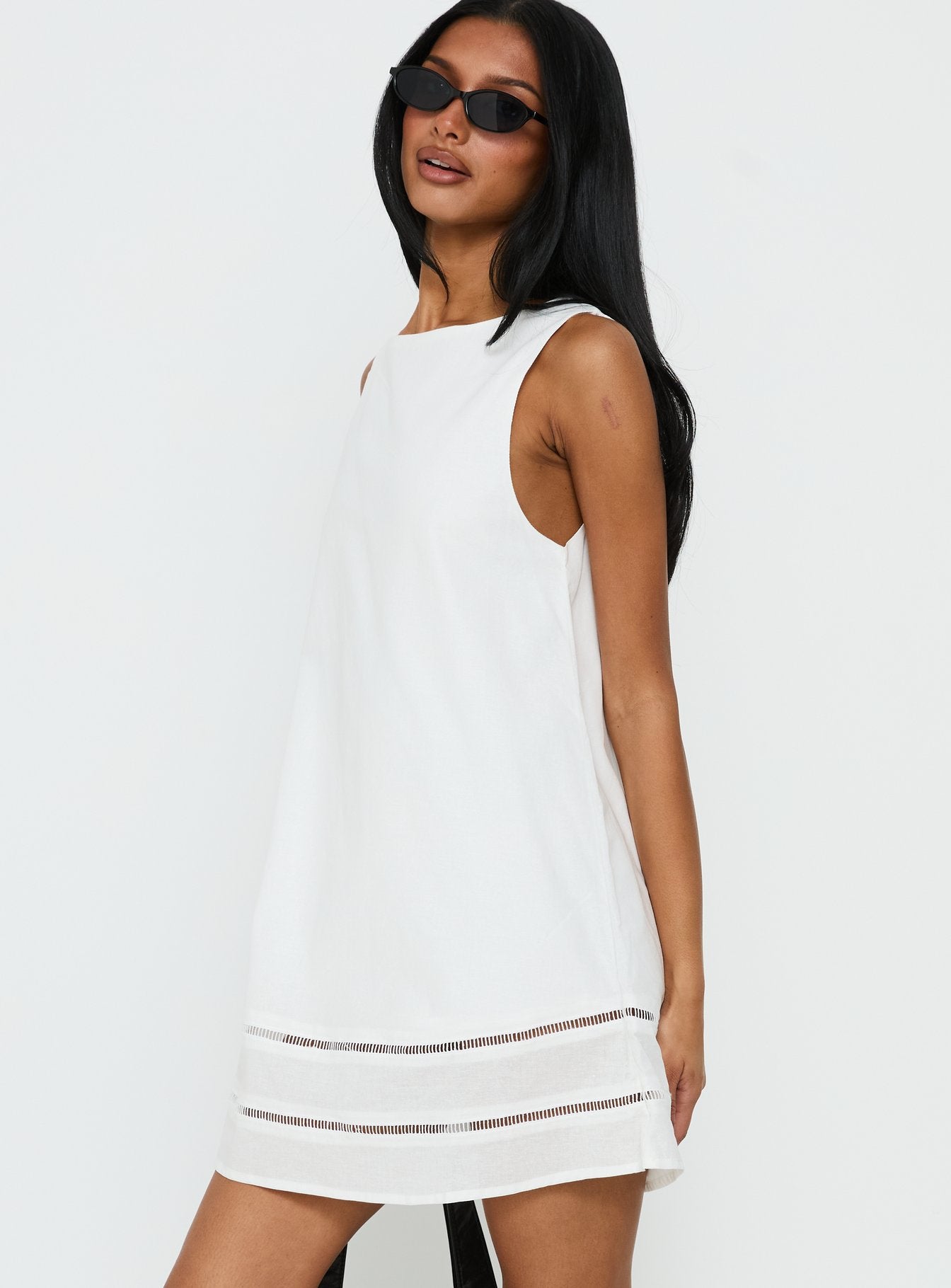 Haily Babydoll Mini Dress White - Image 4
