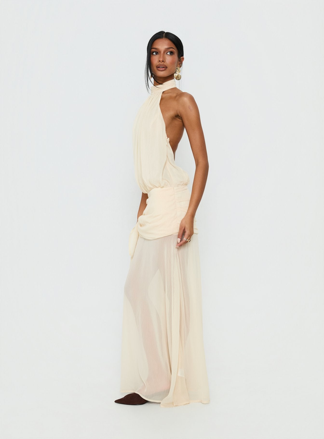Faythe High Neck Maxi Dress Butter - Image 4