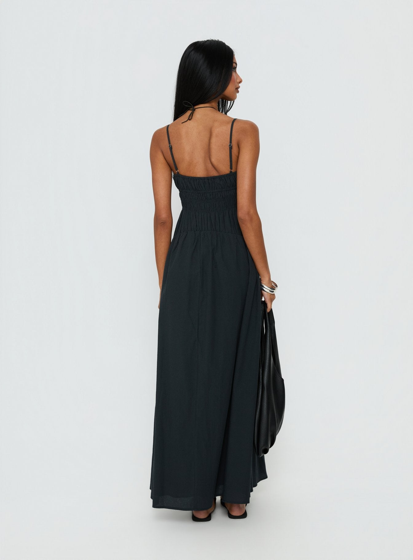 Magnolie Shirred Maxi Dress Charcoal - Image 4