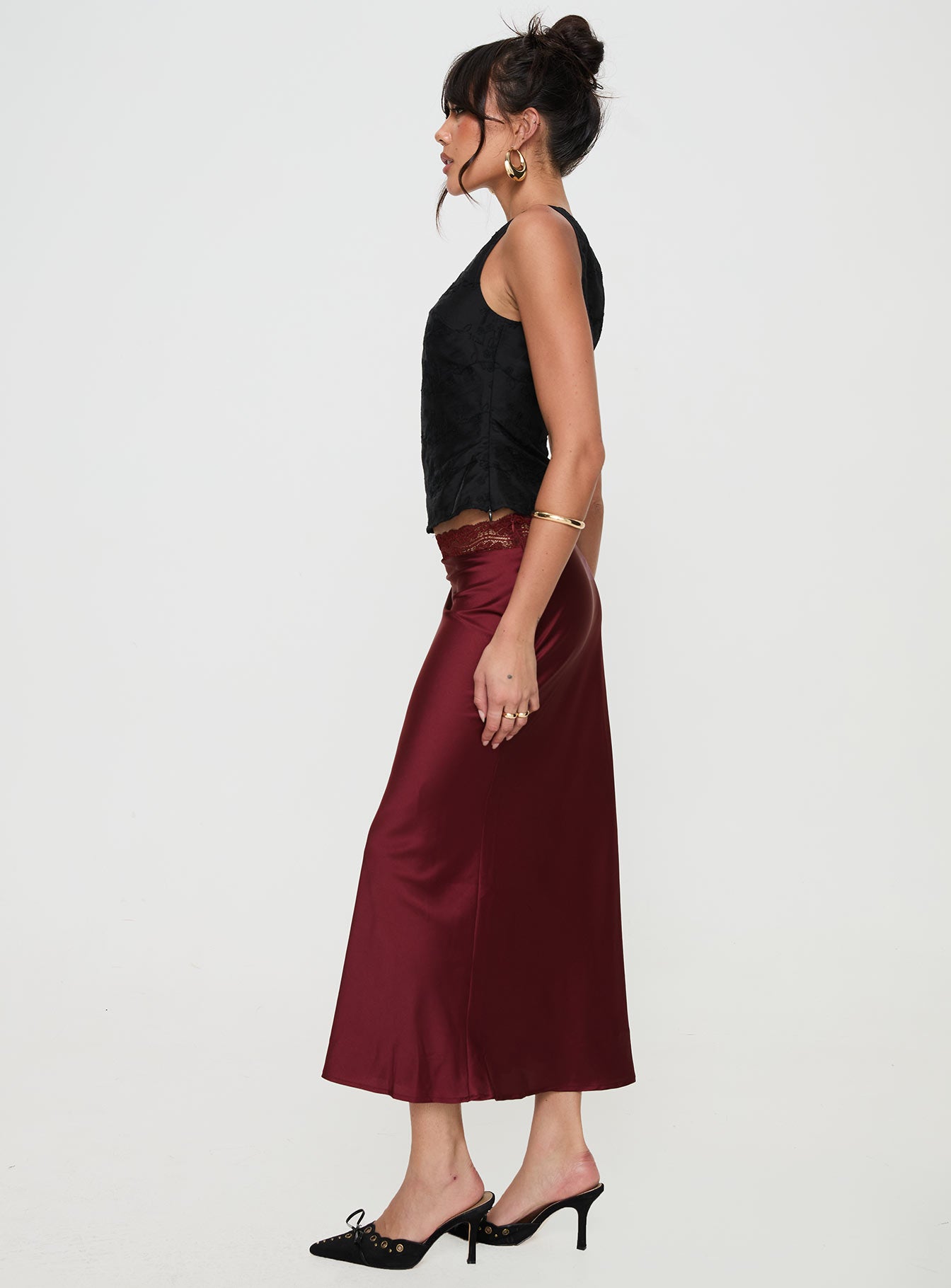 The Charmaine Maxi Skirt Burgundy - Image 4