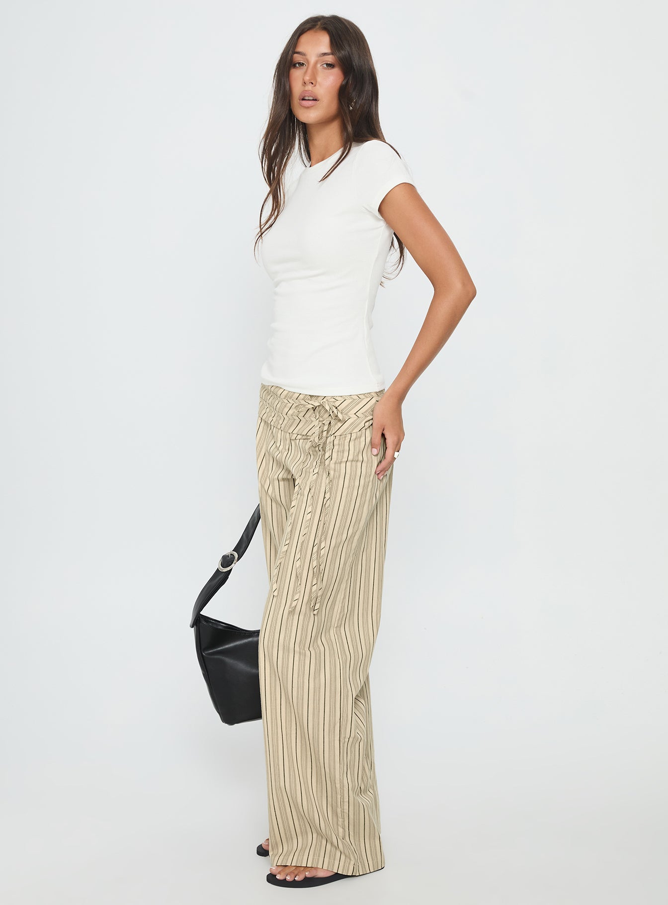 Seneca Wrap Pant Beige Stripe - Image 4