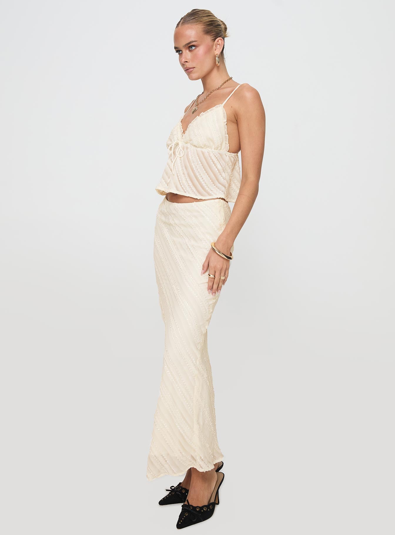 Jacintha Maxi Skirt Cream - Image 4