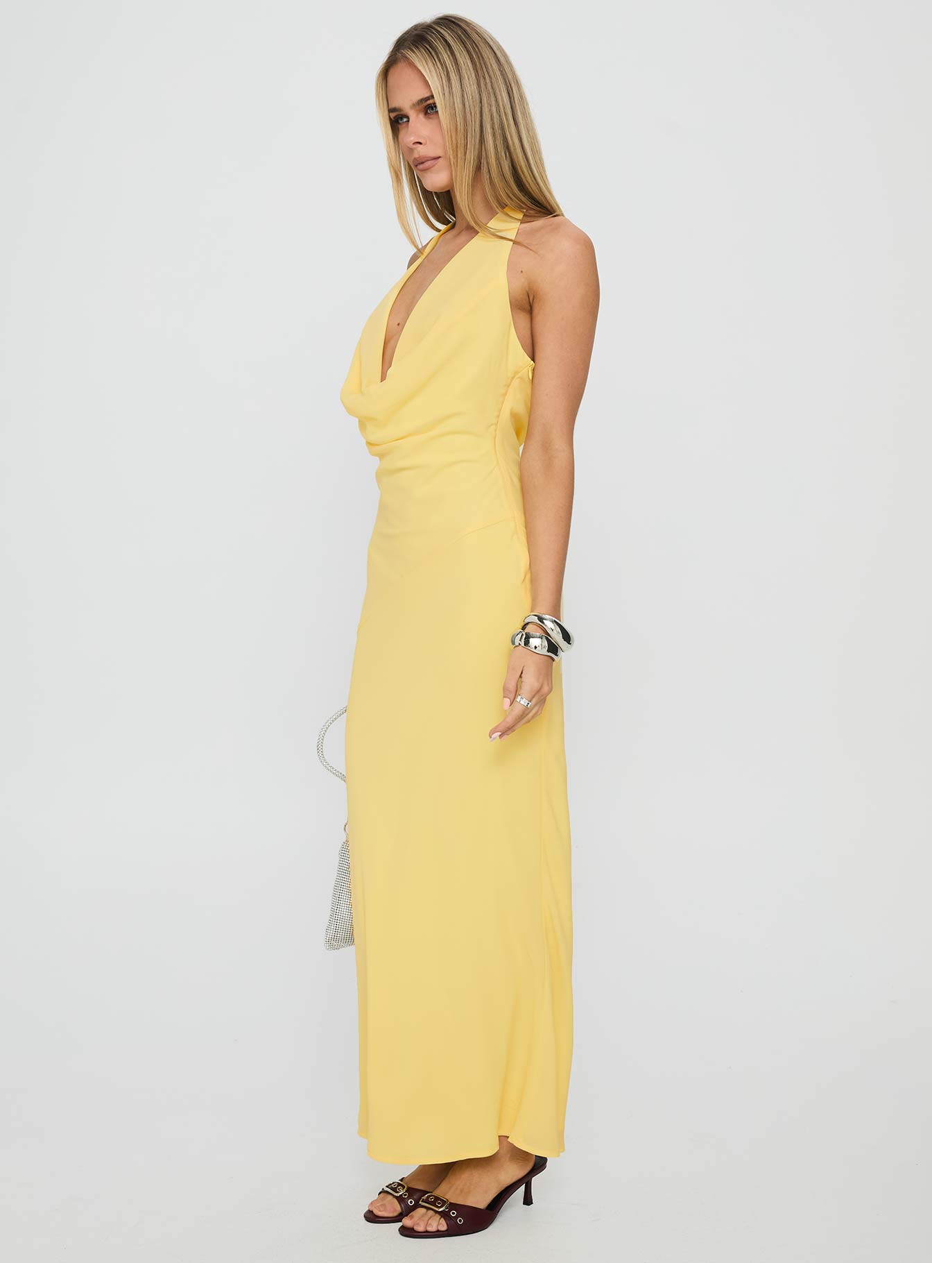 Ocean Boulevard Plunge Maxi Dress Lemon - Image 5