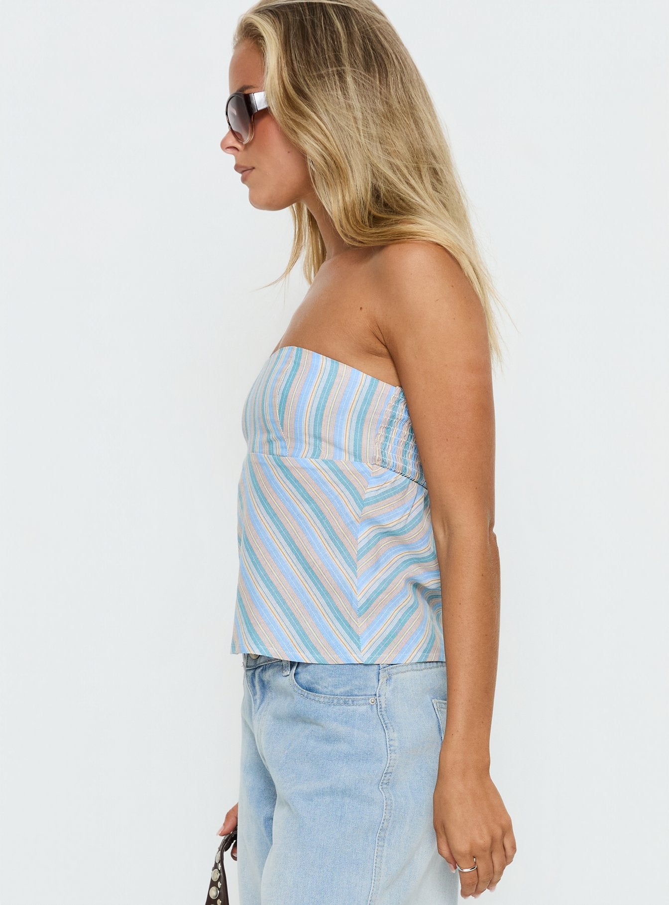 Elery Strapless Top Blue Stripe - Image 4