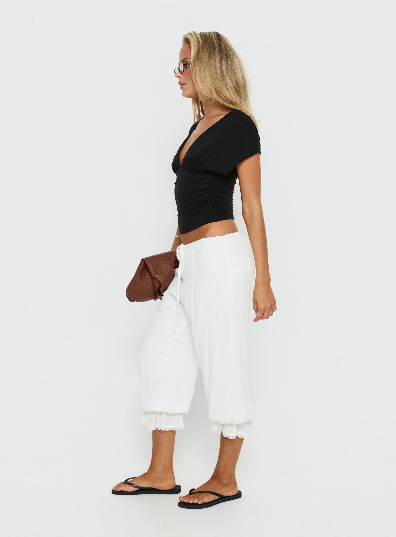 Basma Bloomer Trouser Pants Rayon White - Image 4