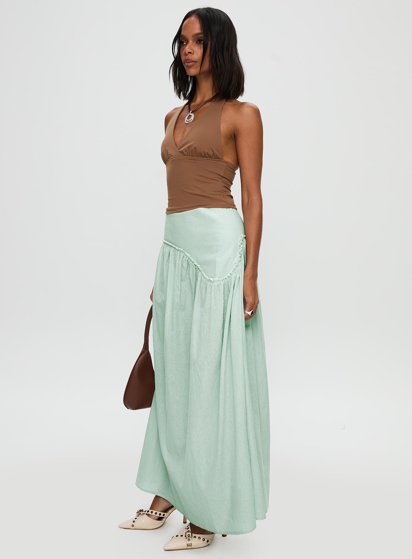 Yasemine Maxi Skirt Green / White - Image 4