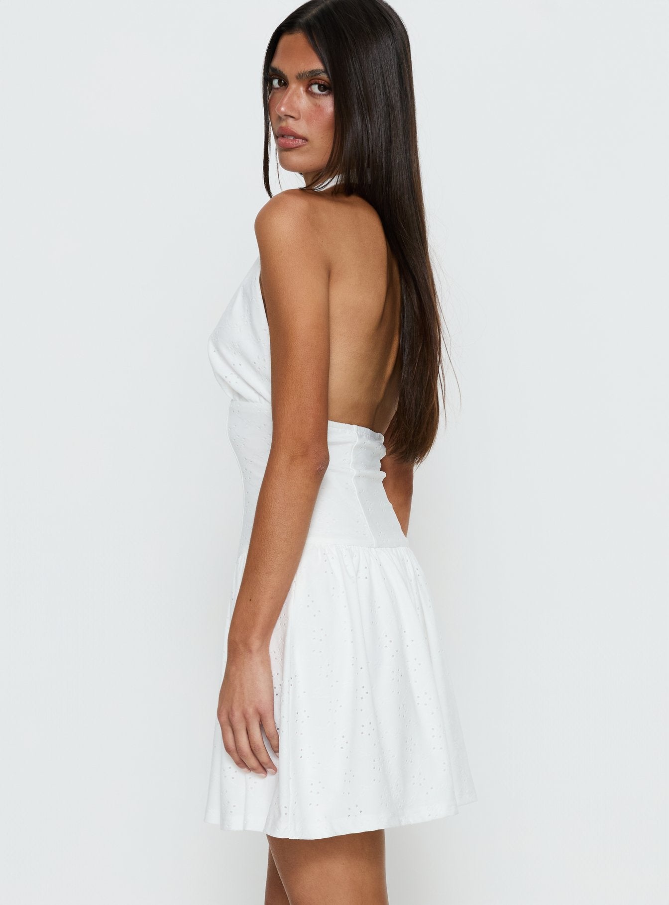 Imojen Halter Mini Dress White - Image 4