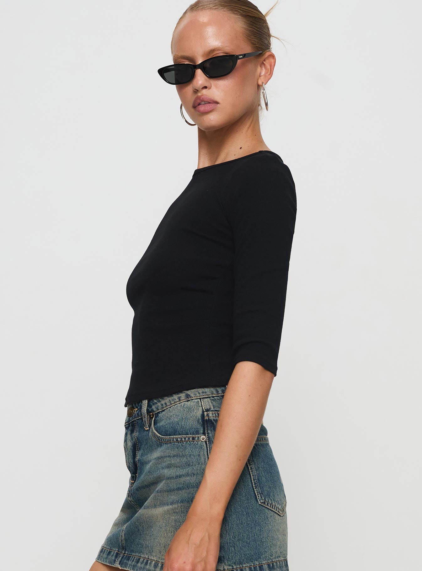Elaia 3/4 Sleeve Top Black - Image 5