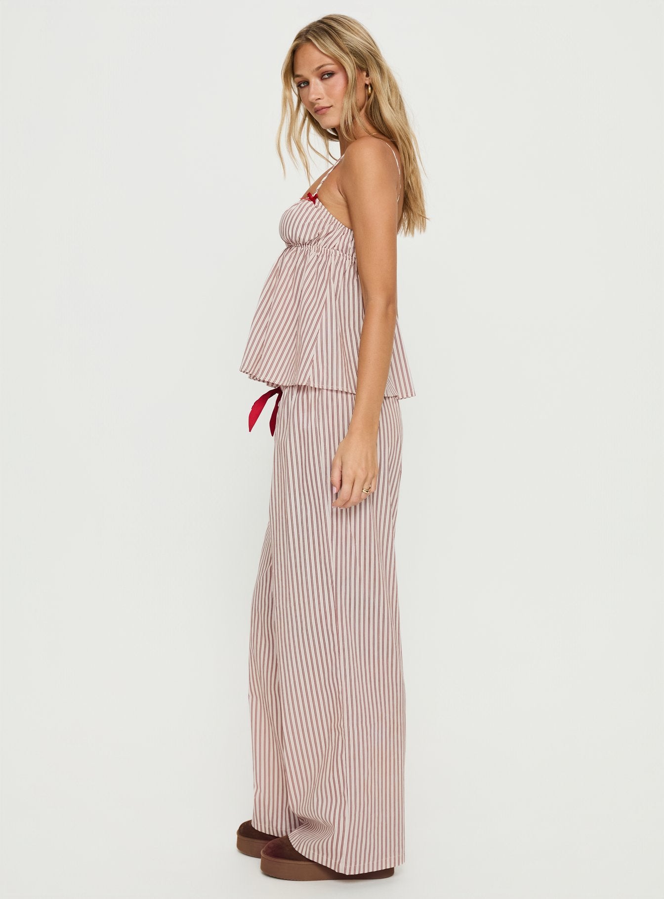 Chill Club Sleep Relaxed Pants Red / White Stripe - Image 4