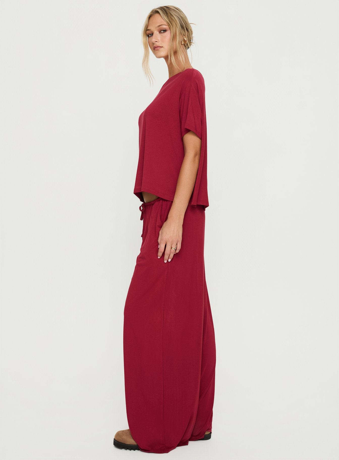 Cozy Hour Sleep Relaxed Pants Red - Image 4