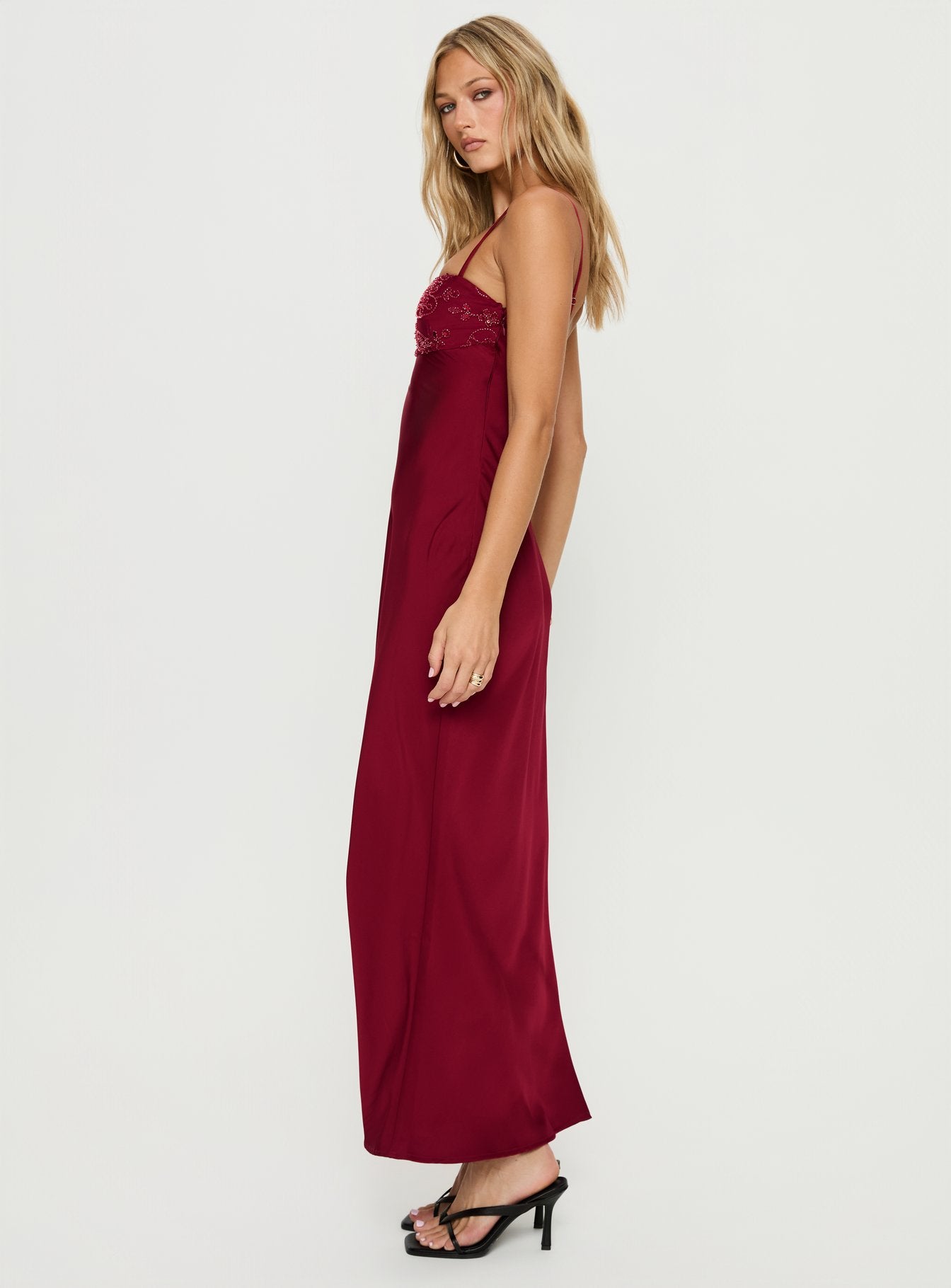 Engracia Sequin Maxi Dress Burgundy - Image 4