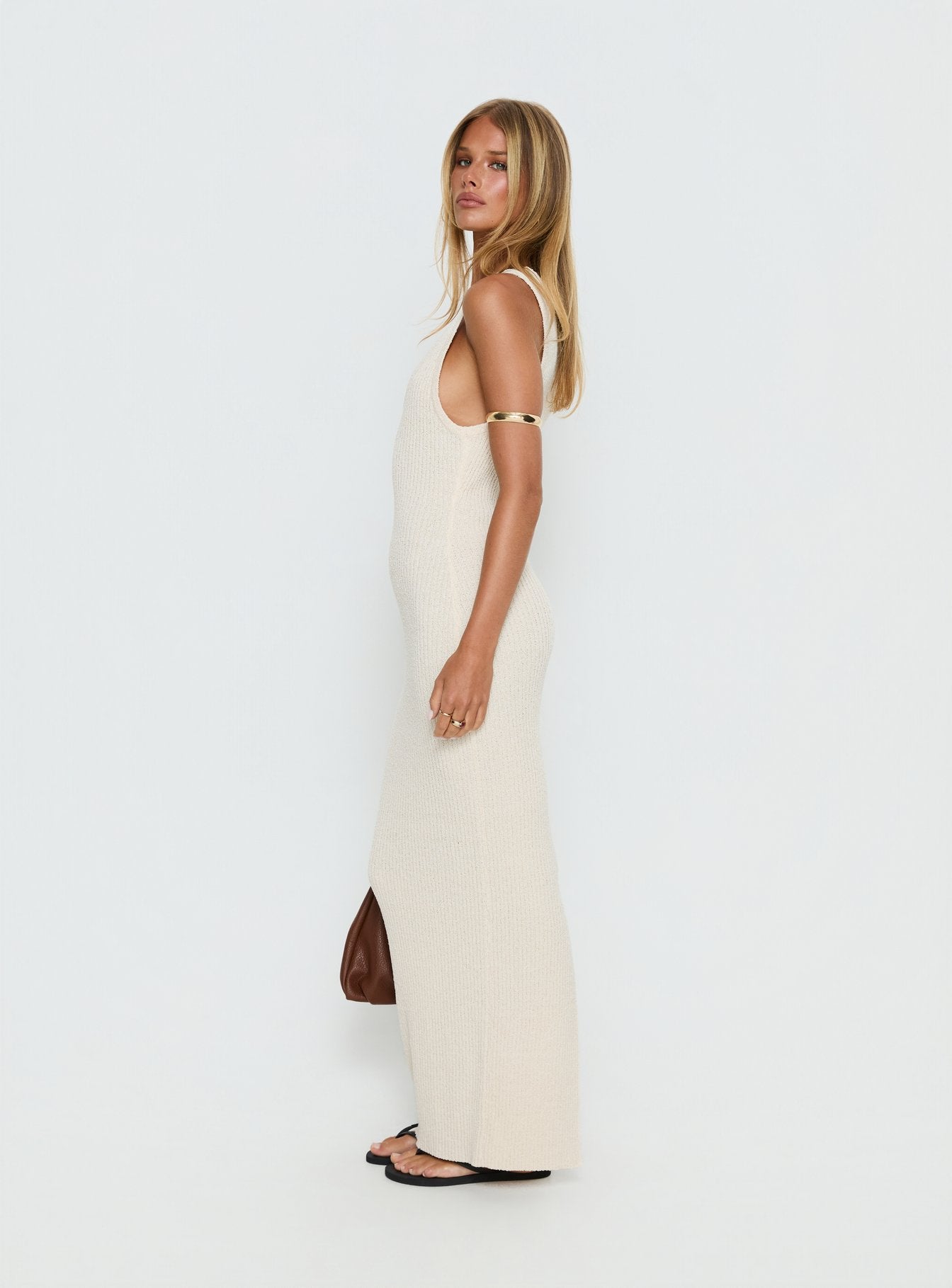 Imirisa Scoop Knit Maxi Dress Cream - Image 4