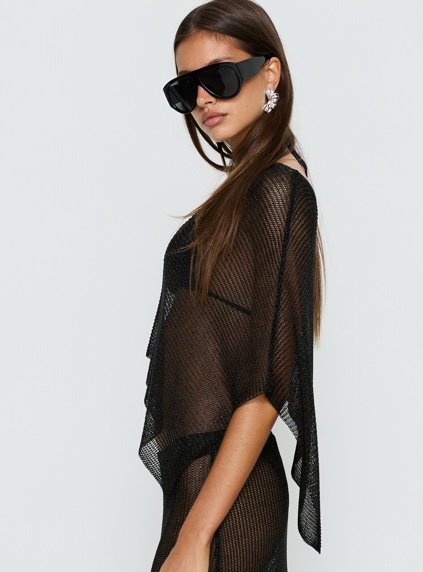 Luminous Sheer Poncho Black - Image 4