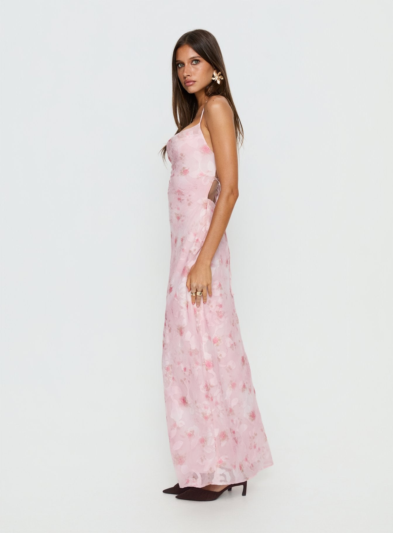 Celena Maxi Dress Pink Floral Burnout - Image 4